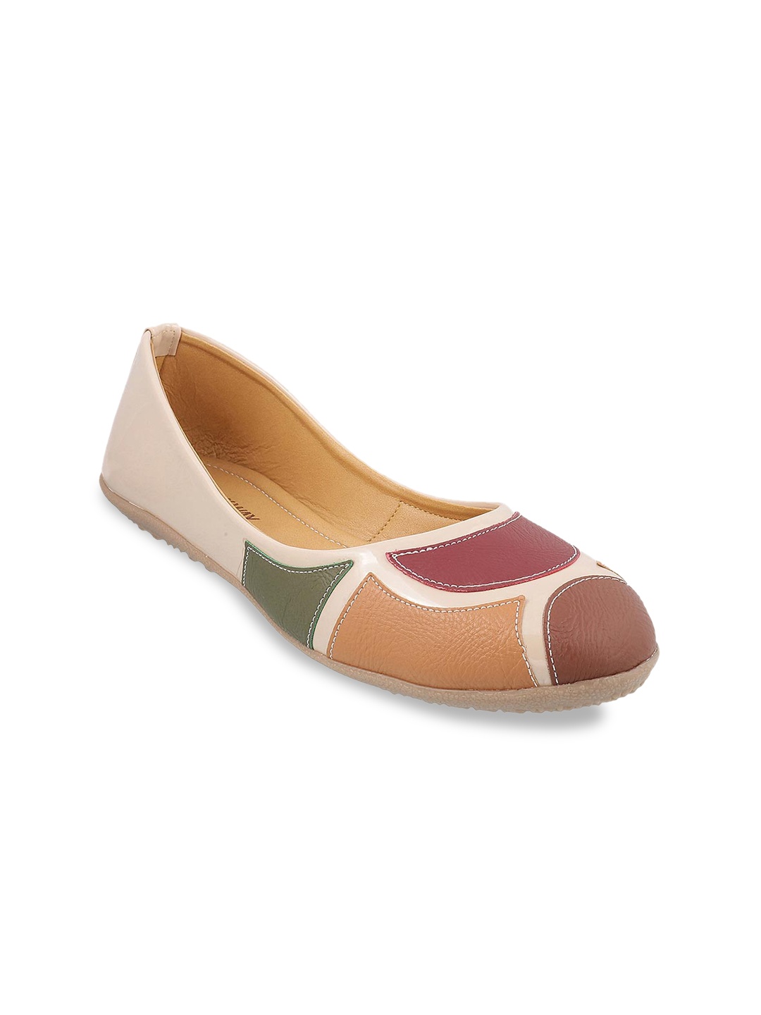 

WALKWAY by Metro Women Beige & Maroon Colourblocked Ballerinas