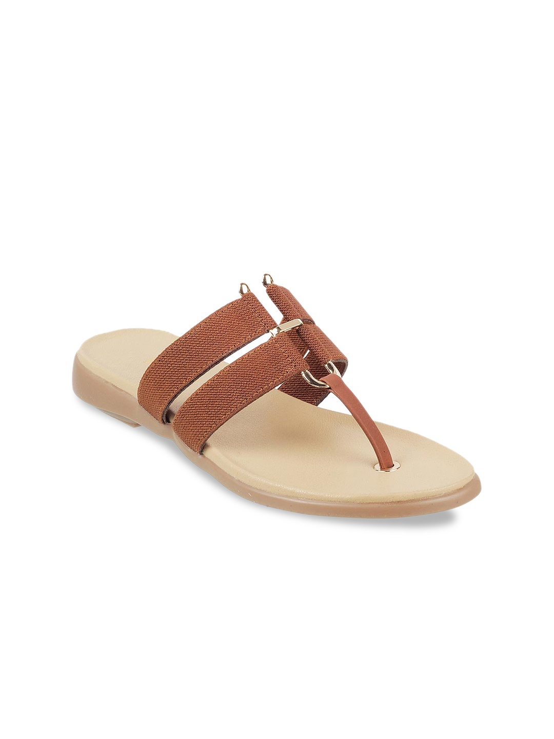 

WALKWAY by Metro Women Tan Brown Solid Open Toe Flats