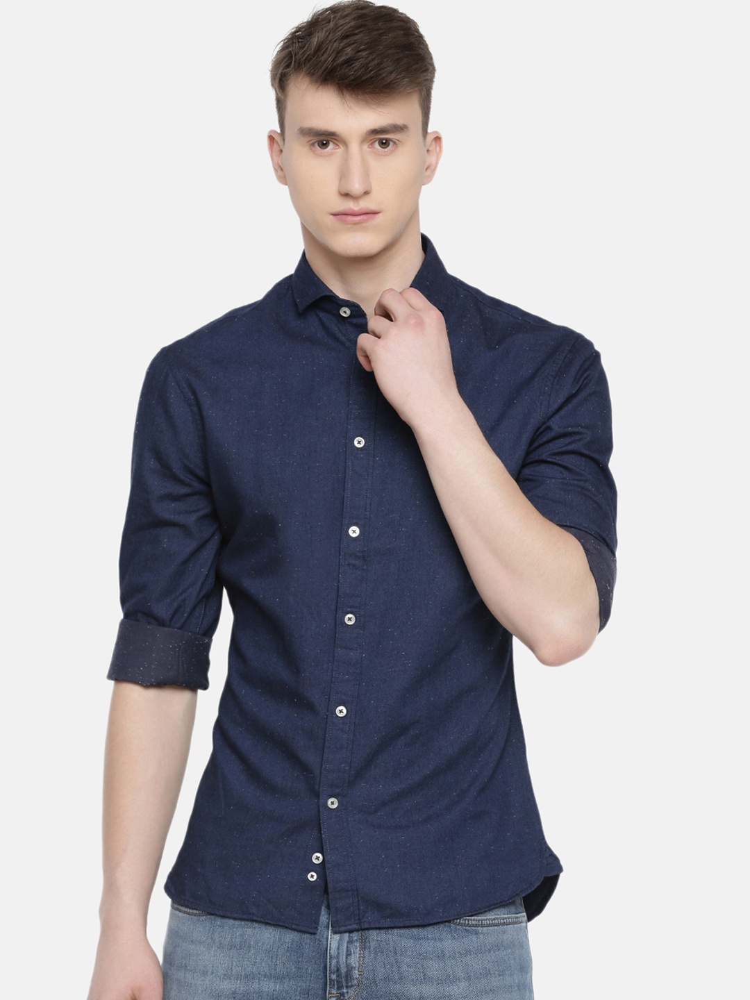 

Celio Men Blue Slim Fit Solid Casual Shirt