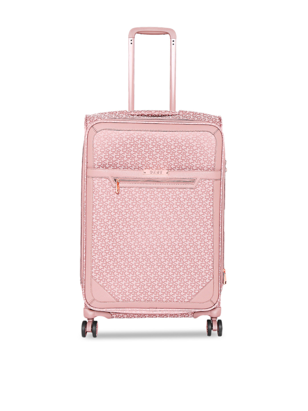 

DKNY Unisex Pink Patterned Signature Softs Soft-Sided Cabin Trolley Suitcase, Rose