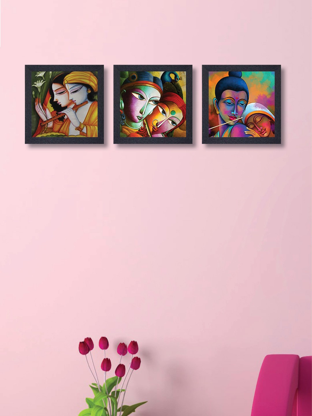 

nest ART Multicoloured Set of 3 Religious Synthetic Wood Wall Art, Multi