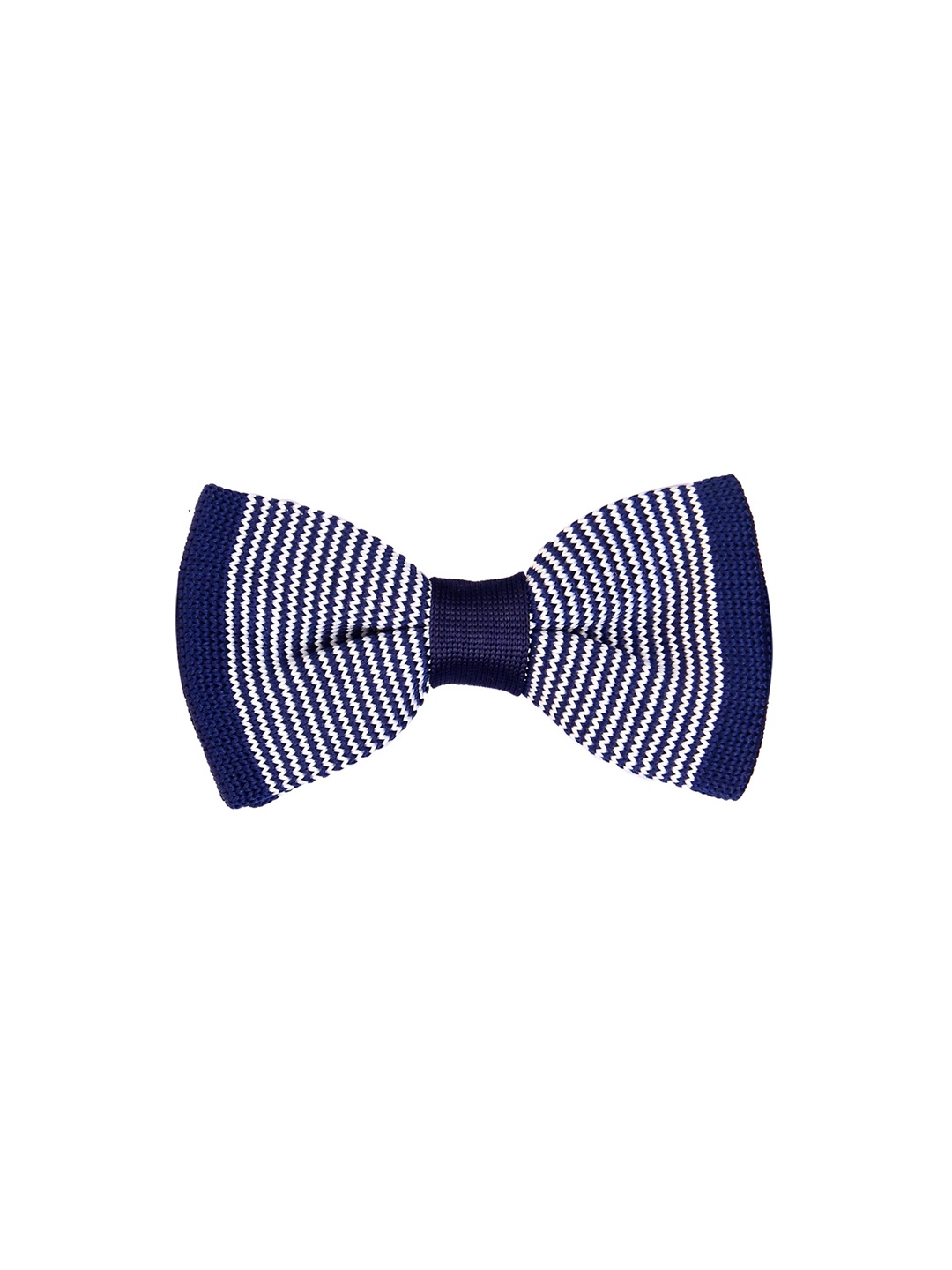 

Tossido Men Navy Blue & White Striped Knitted Bow Tie
