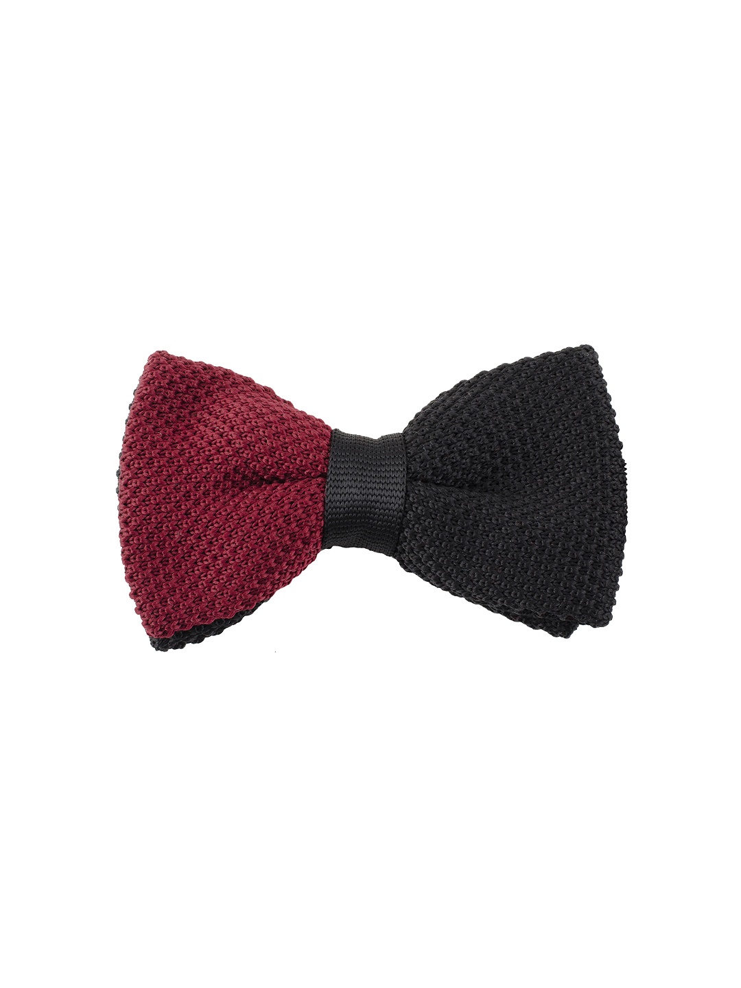 

Tossido Maroon & Black Woven Design Knitted Bow Tie
