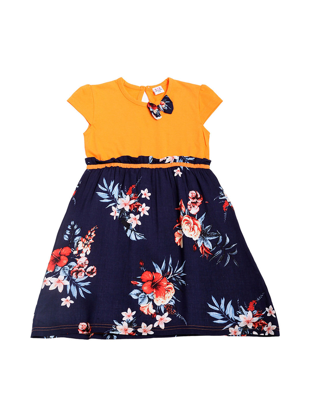 

Lil Orchids Girls Orange Floral Print Fit and Flare Dress