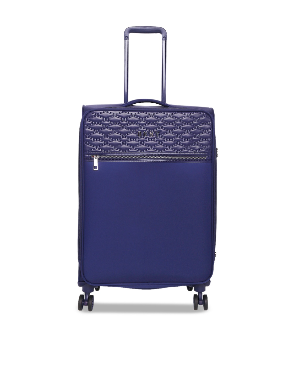

DKNY Unisex Navy Blue Solid Quilted Soft Soft-Sided Large Trolley Suitcase