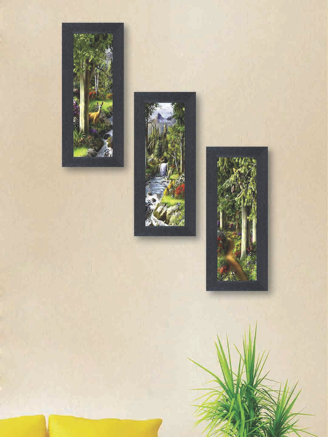 

nest ART 3-Panelled Green Landscape Synthetic Wood Wall Art
