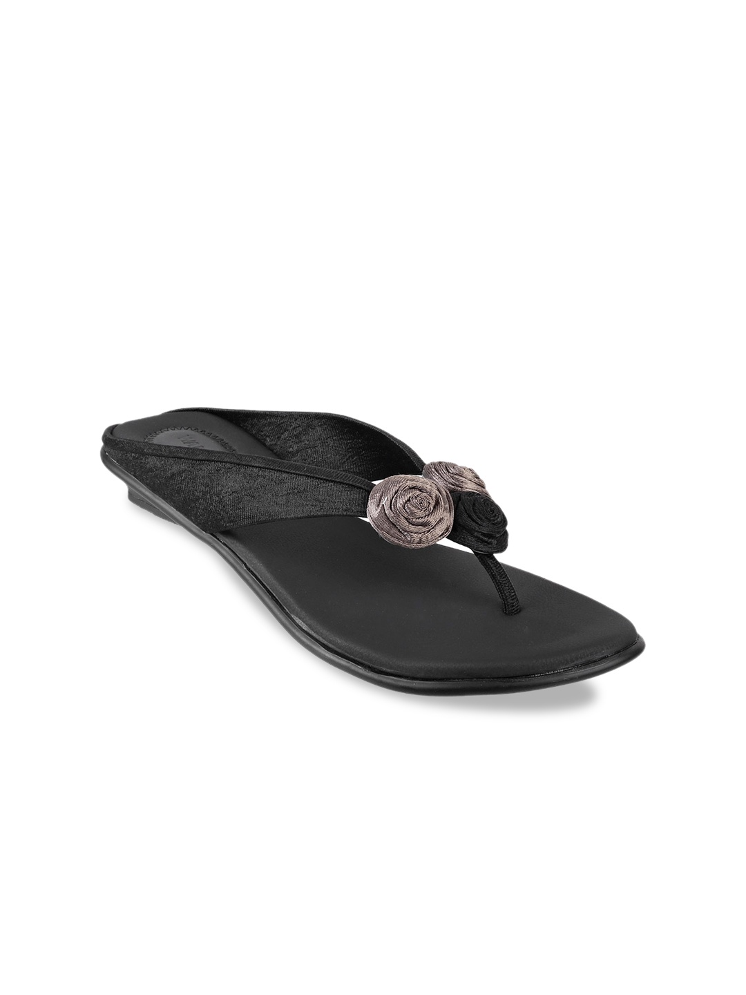 WALKWAY by Metro Women Black Solid Open Toe Flats