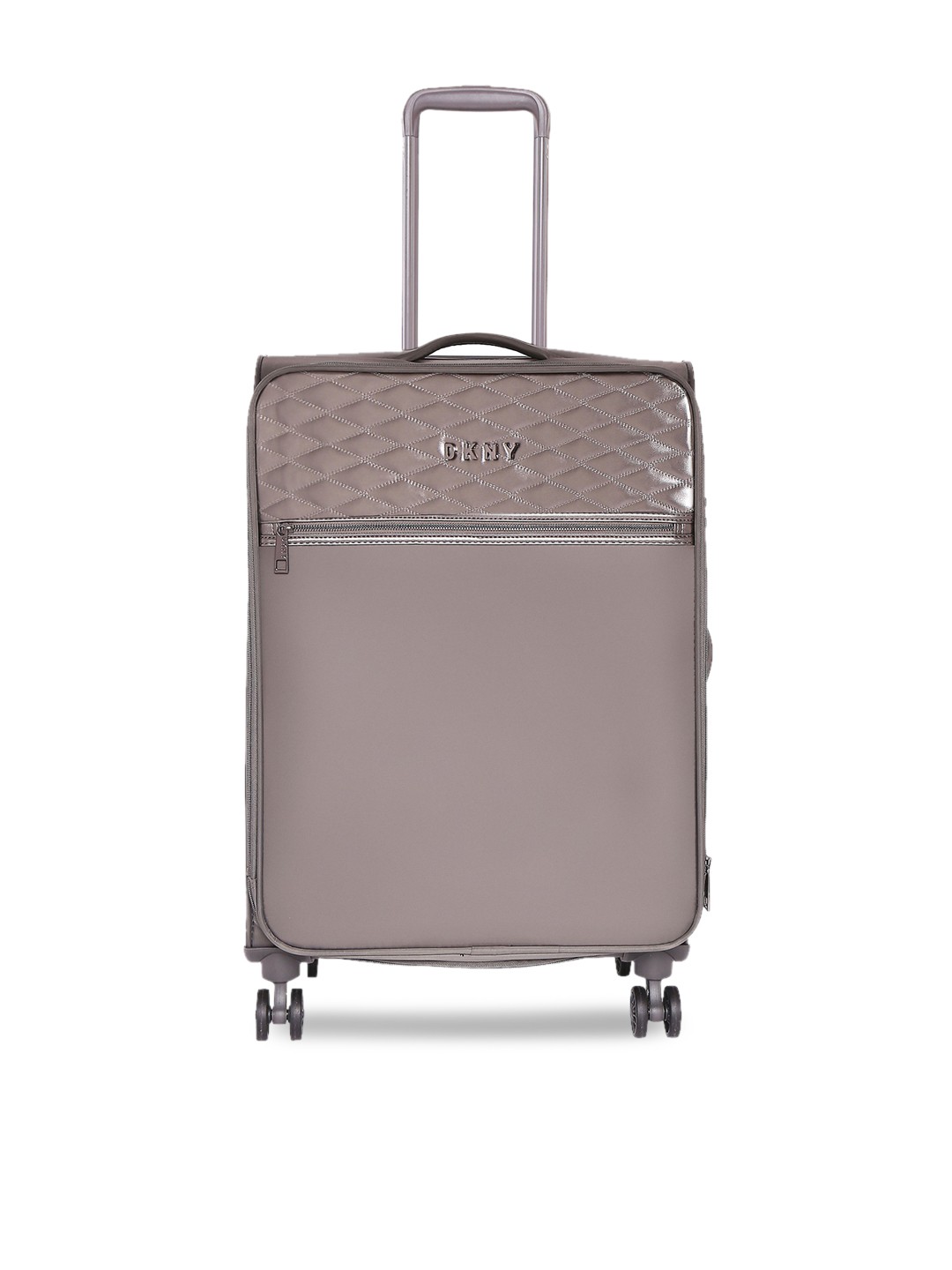 

DKNY Unisex Grey Solid Quilted Soft Soft-Sided Medium Trolley Suitcase