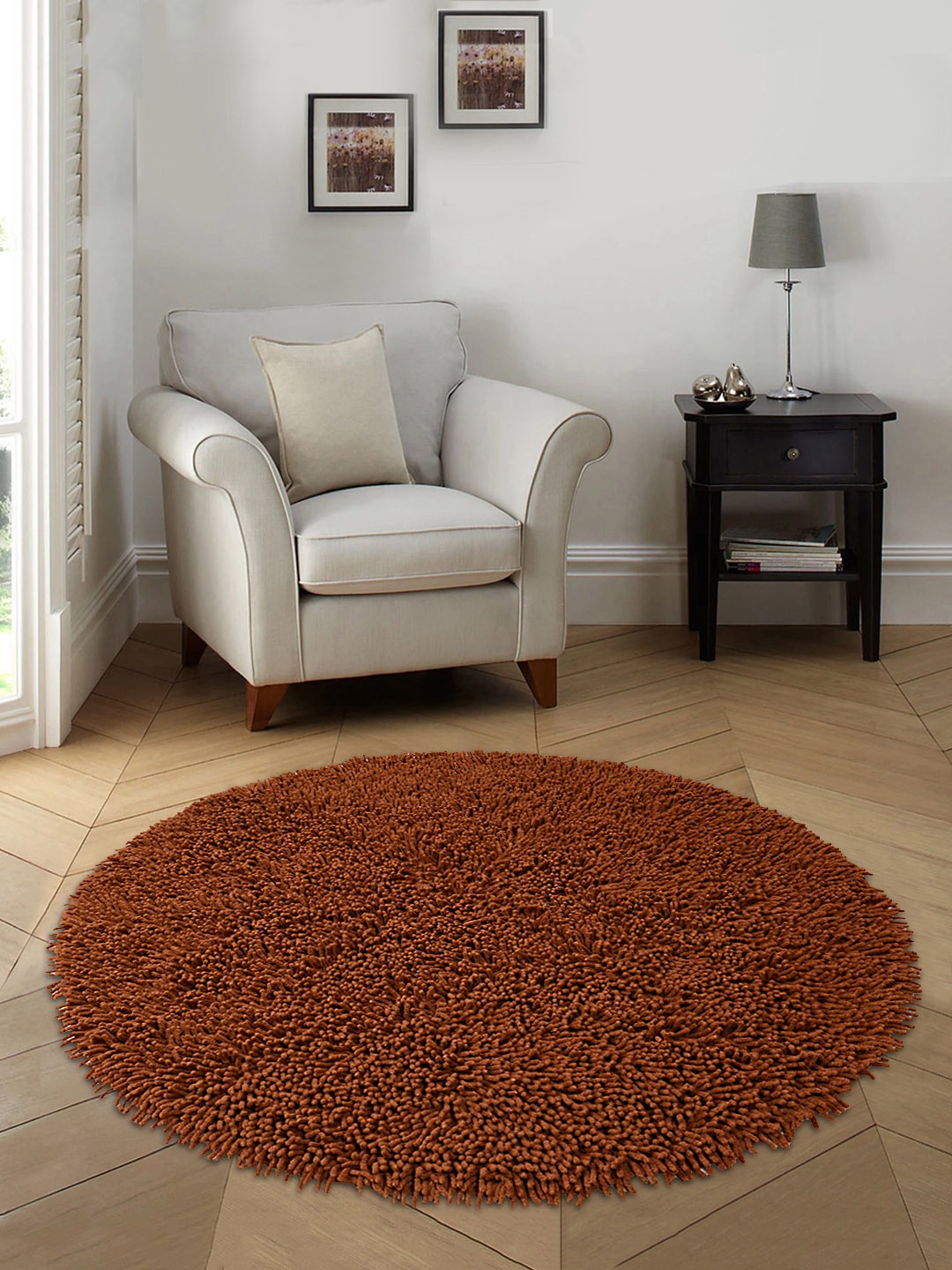 

Saral Home Brown Solid Cotton Anti-Skid Circular Mat
