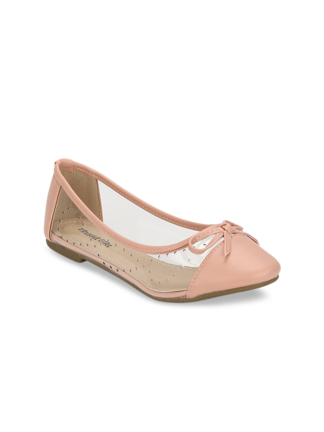 

Truffle Collection Women Pink & Transparent Solid Ballerinas