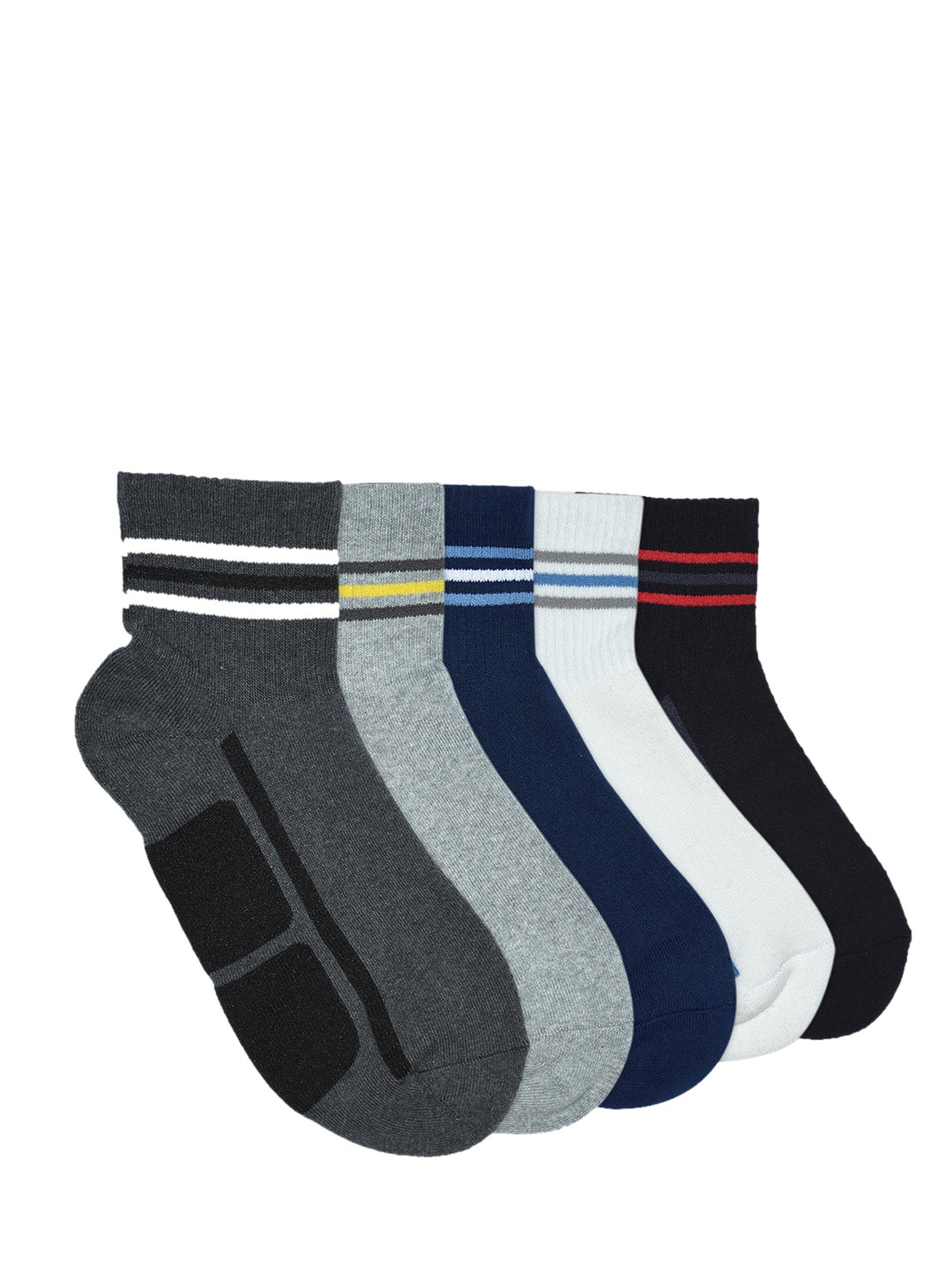 

Balenzia Men Pack of 5 Assorted Patterned Ankle-Length Sports Socks