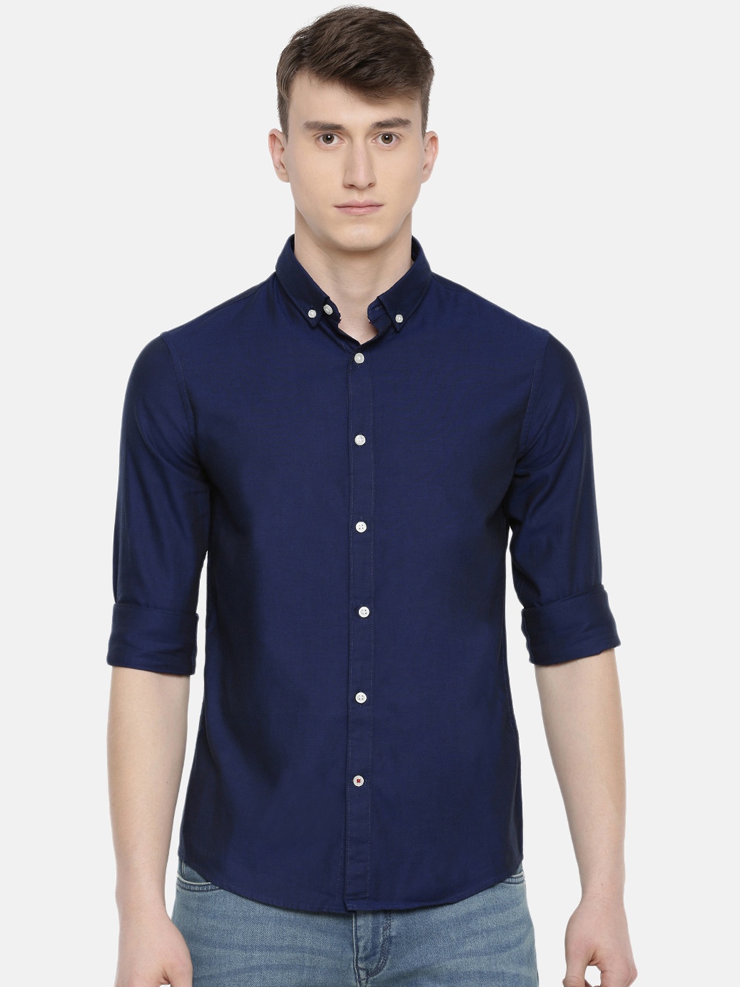 

Celio Men Navy Blue Slim Fit Solid Casual Shirt