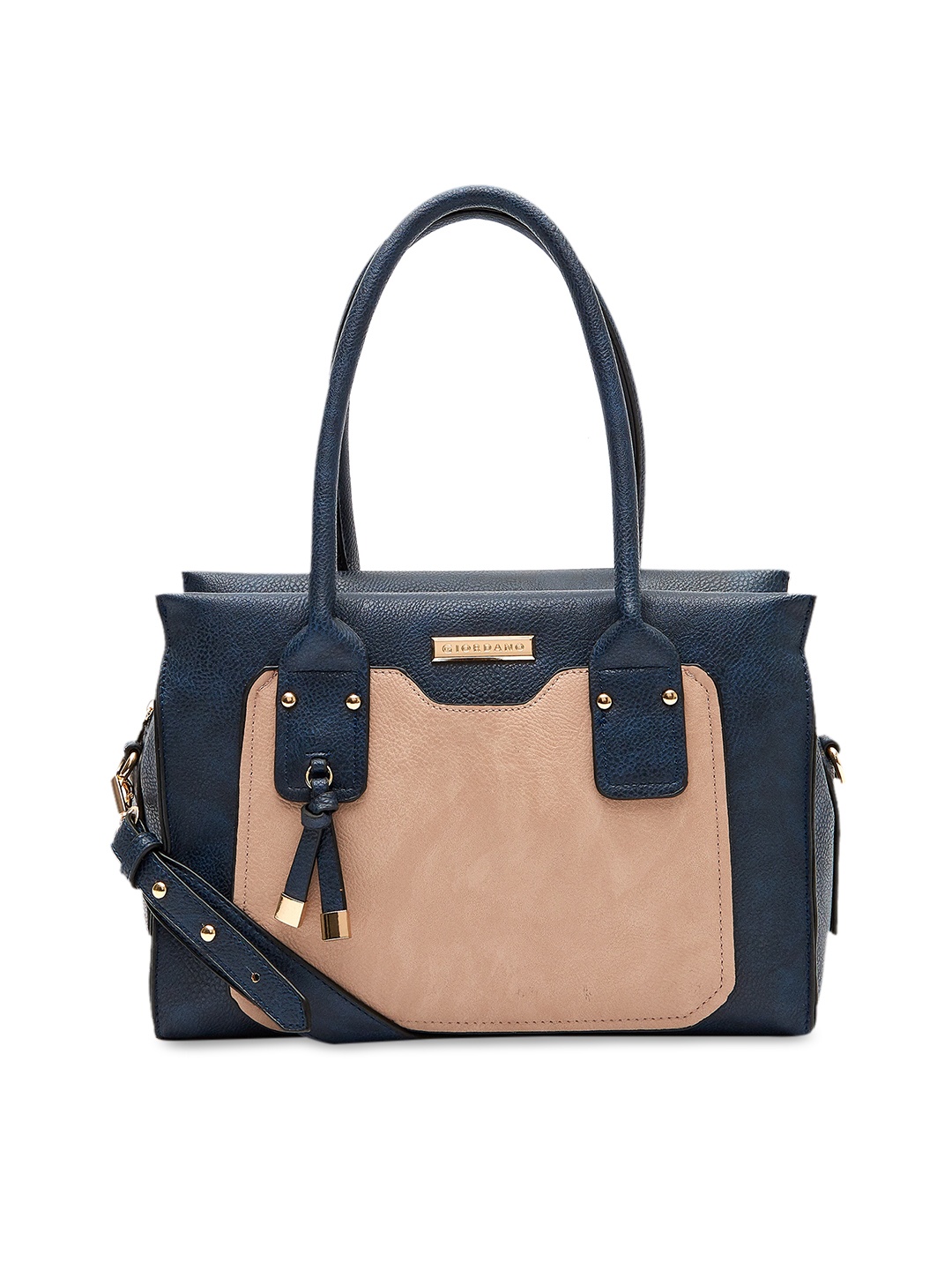 

GIORDANO Navy Blue & Beige Colourblocked Shoulder Bag