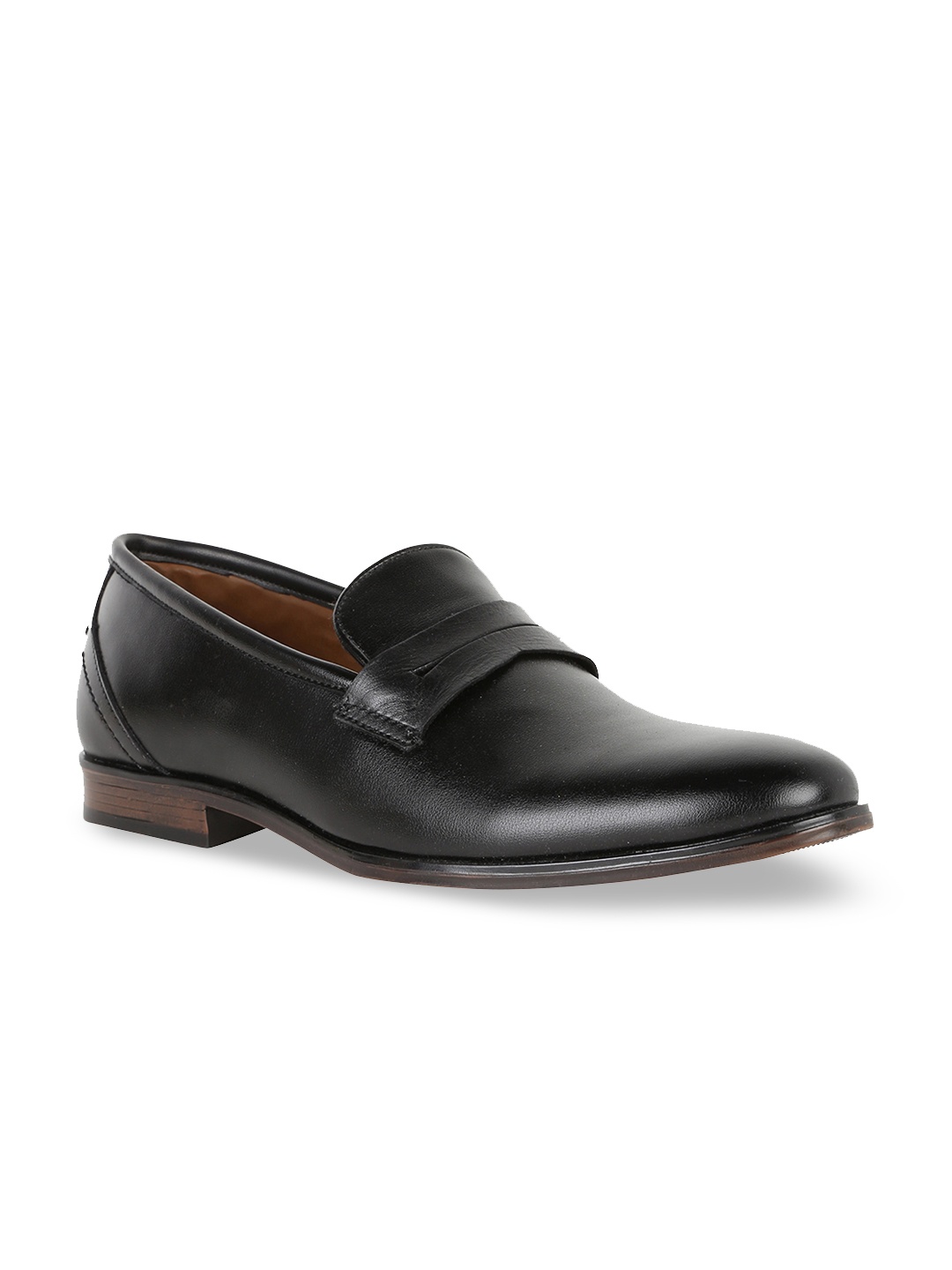 

Peter England Men Black Solid Formal Slip-On Shoes