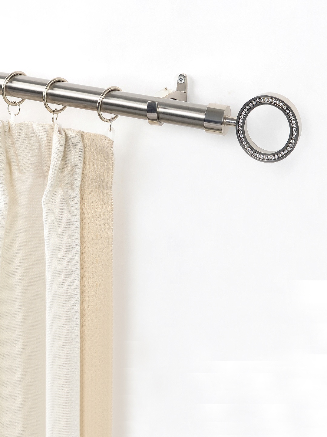 

Deco Window Metallic Stainless Steel Curtain Rod With Brackets & Finials