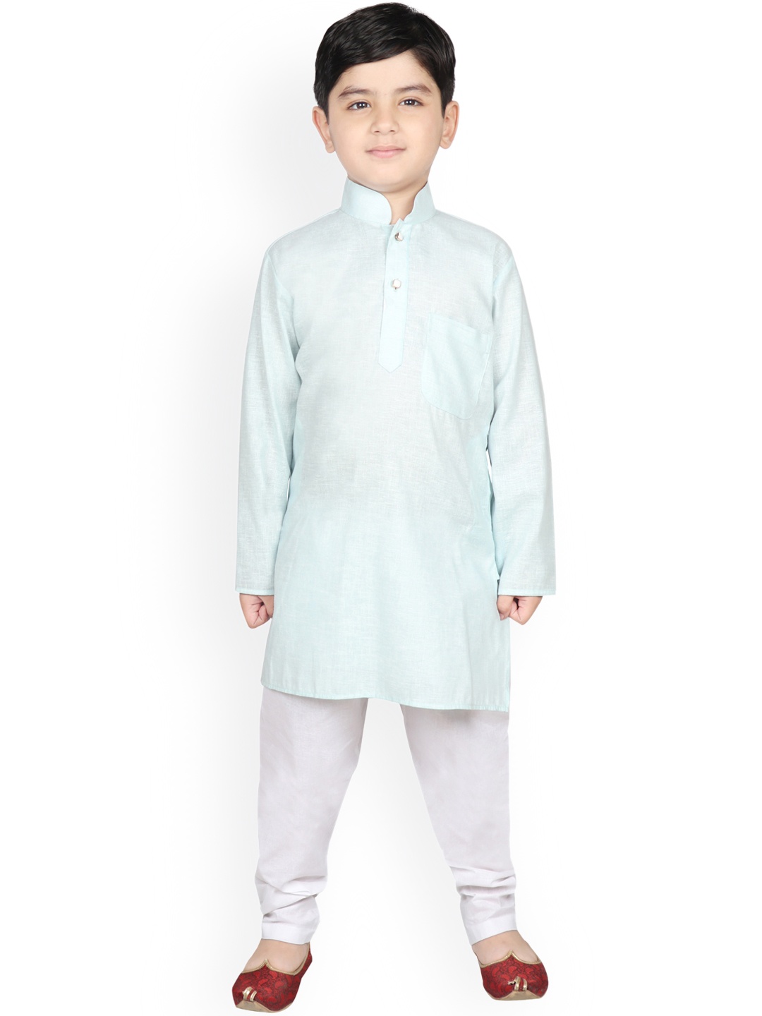 

SG YUVRAJ Boys Blue & White Solid Kurta with Pyjamas