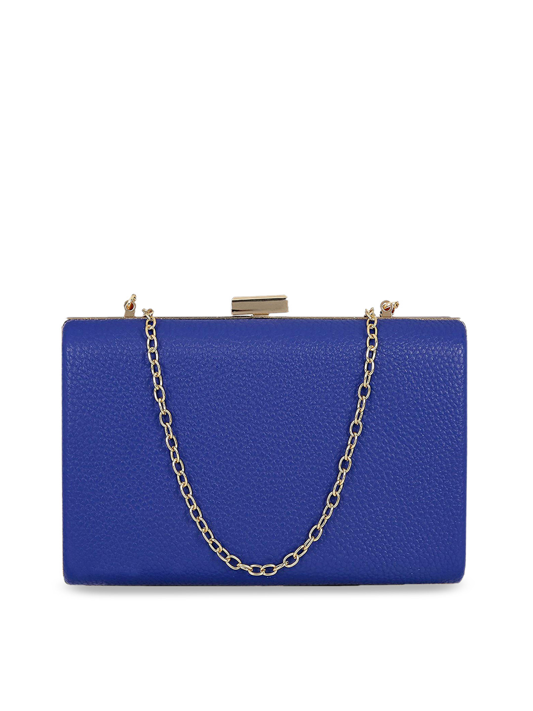 

KLEIO Blue Solid Box Clutch