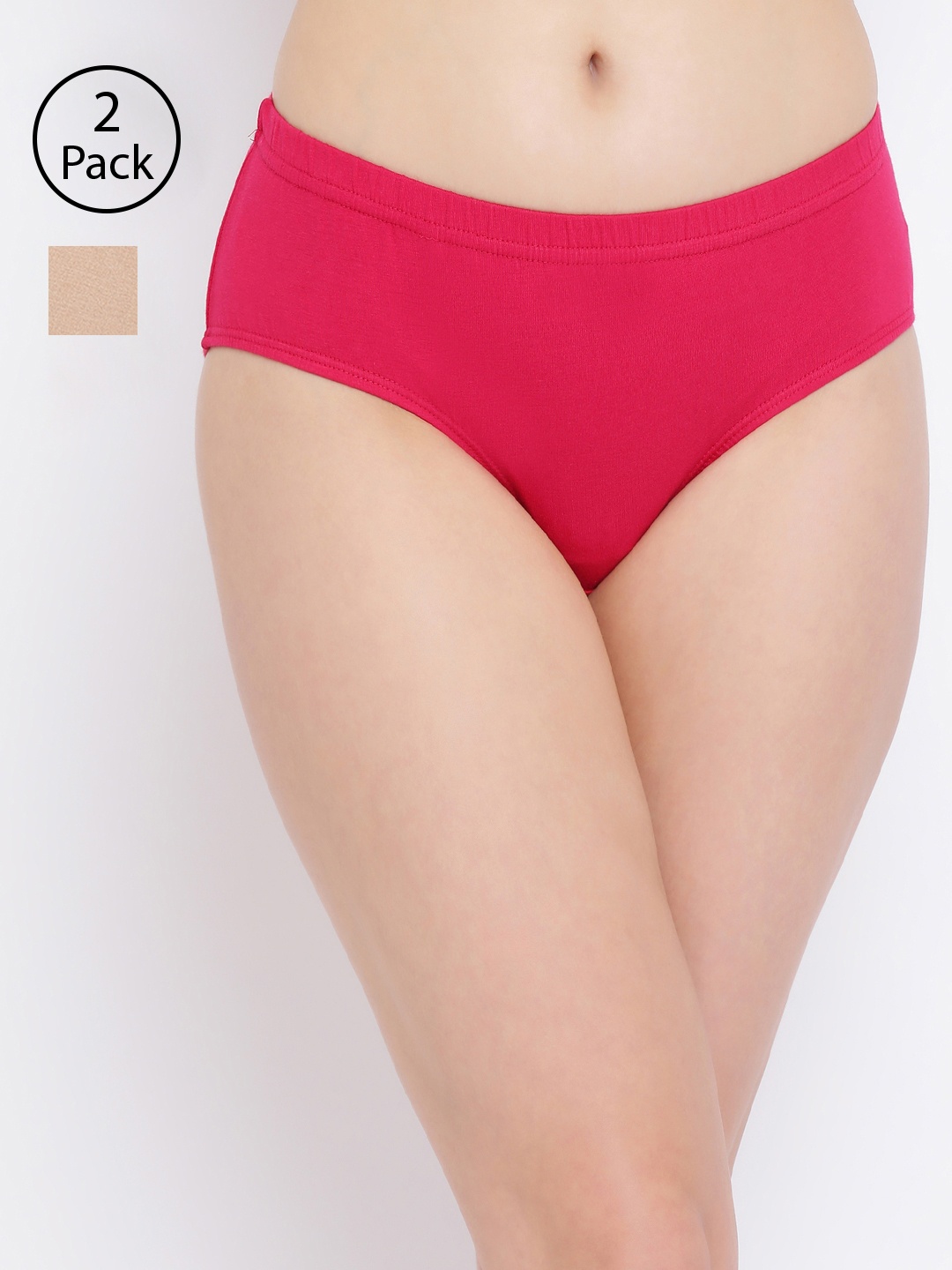 

Clovia Women Pack Of 2 Solid Hipster Briefs COMPNC714XL, Beige