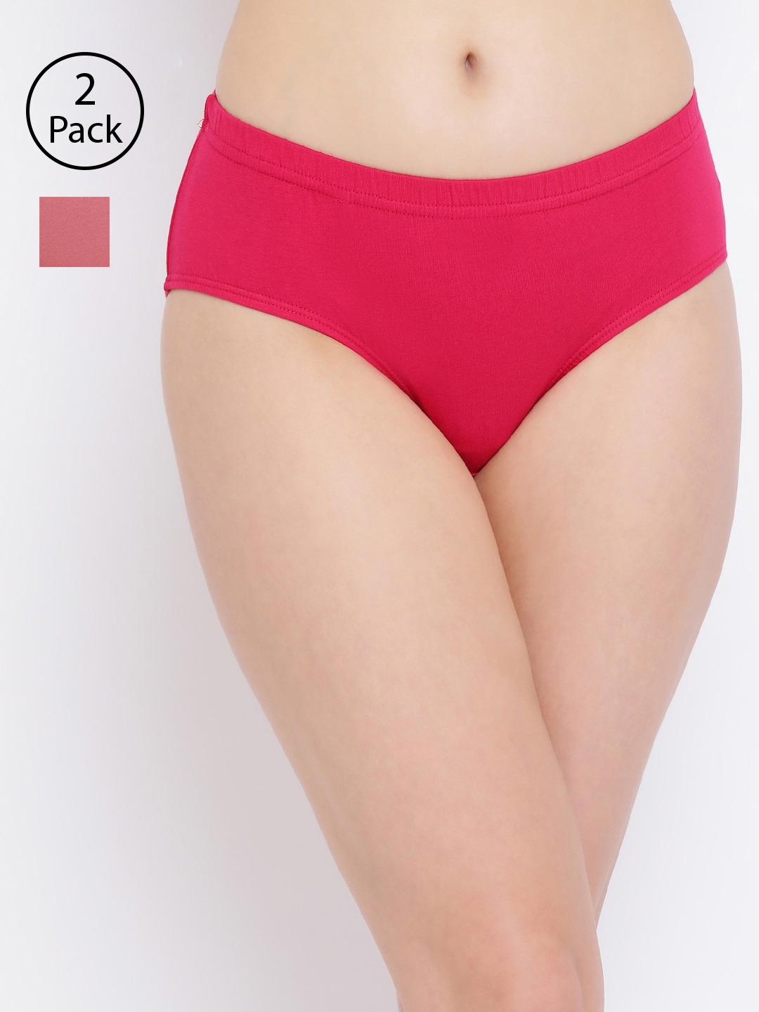 

Clovia Women Pack Of 2 Solid Hipster Briefs COMPNC717XL, Pink