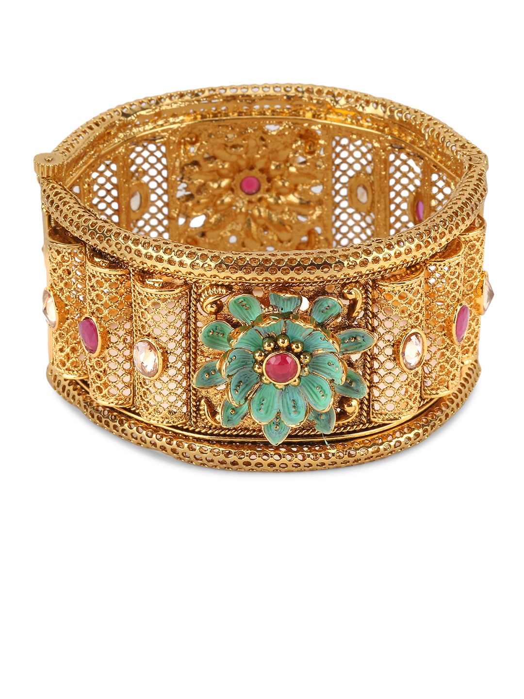

Anika's Creation Gold-Plated Meenakari Kada Bracelet