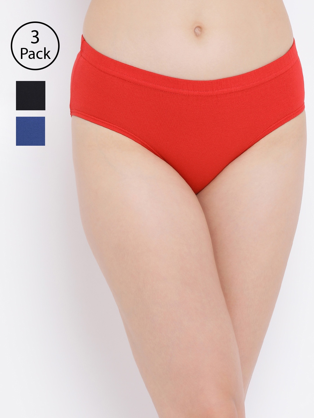 

Clovia Women Pack Of 3 Solid Hipster Briefs COMPNC730XL, Black