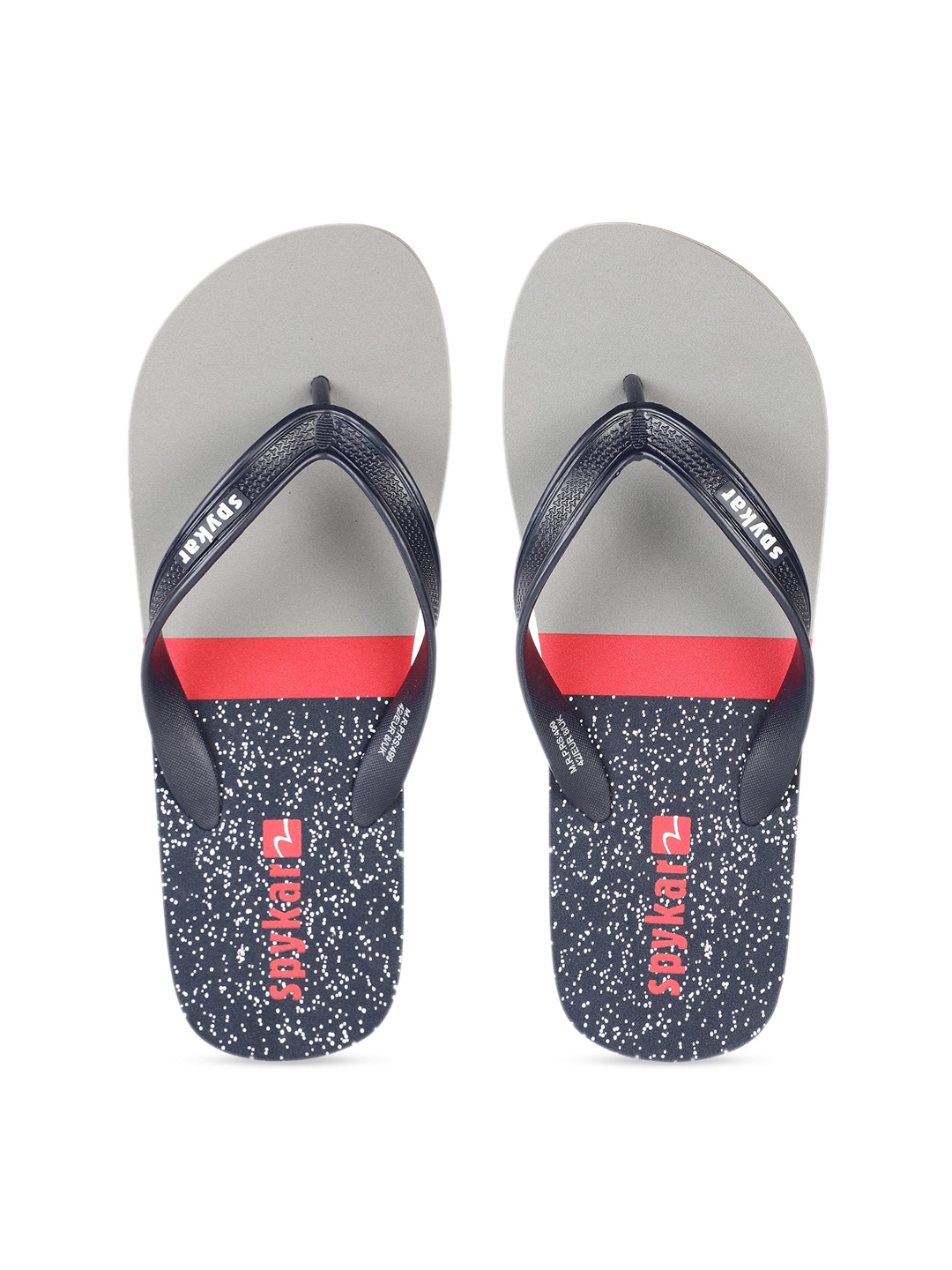 

SPYKAR Men Navy Blue & Grey Printed Thong Flip-Flops