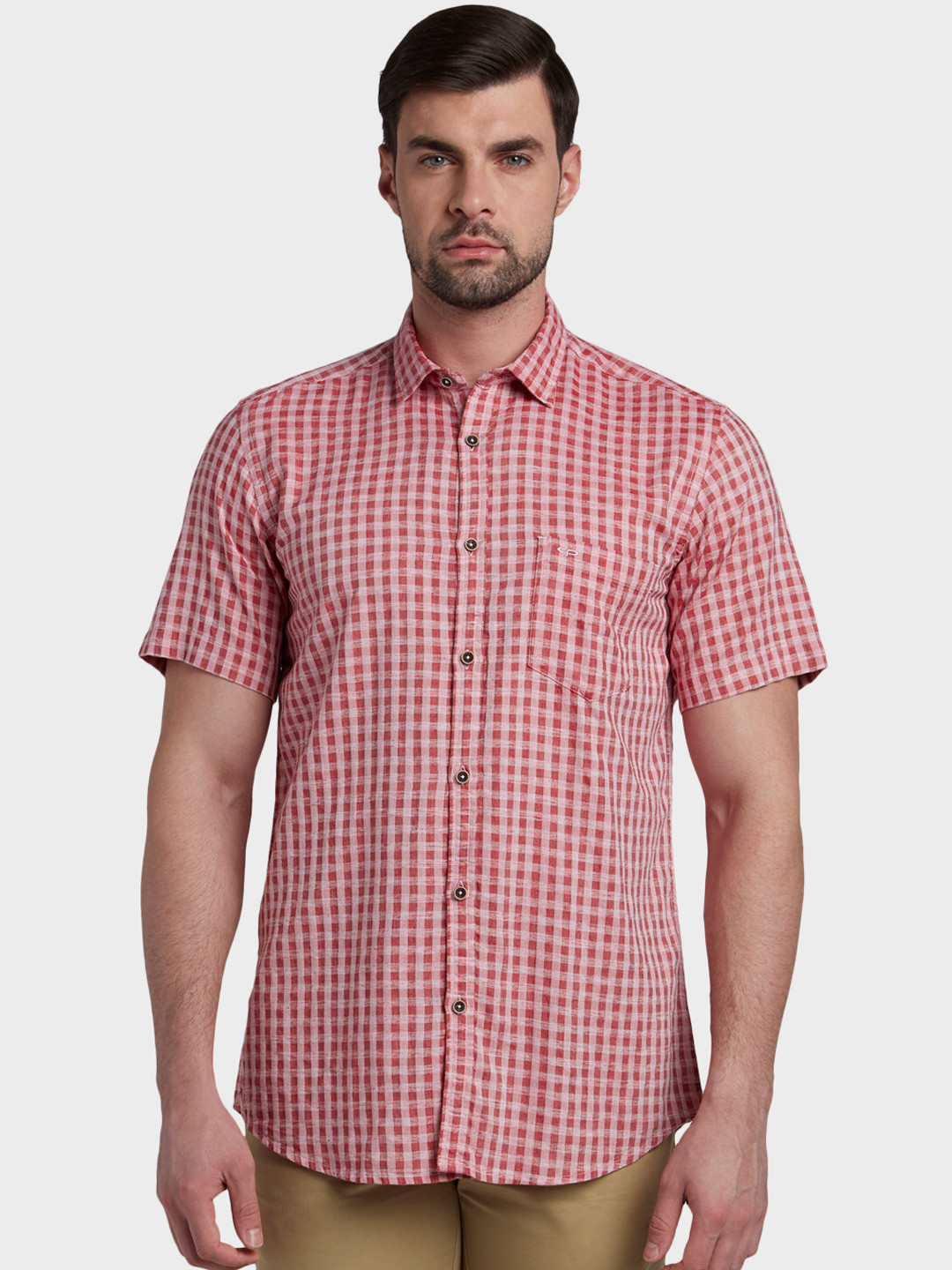 

ColorPlus Men Red Slim Fit Checked Casual Shirt