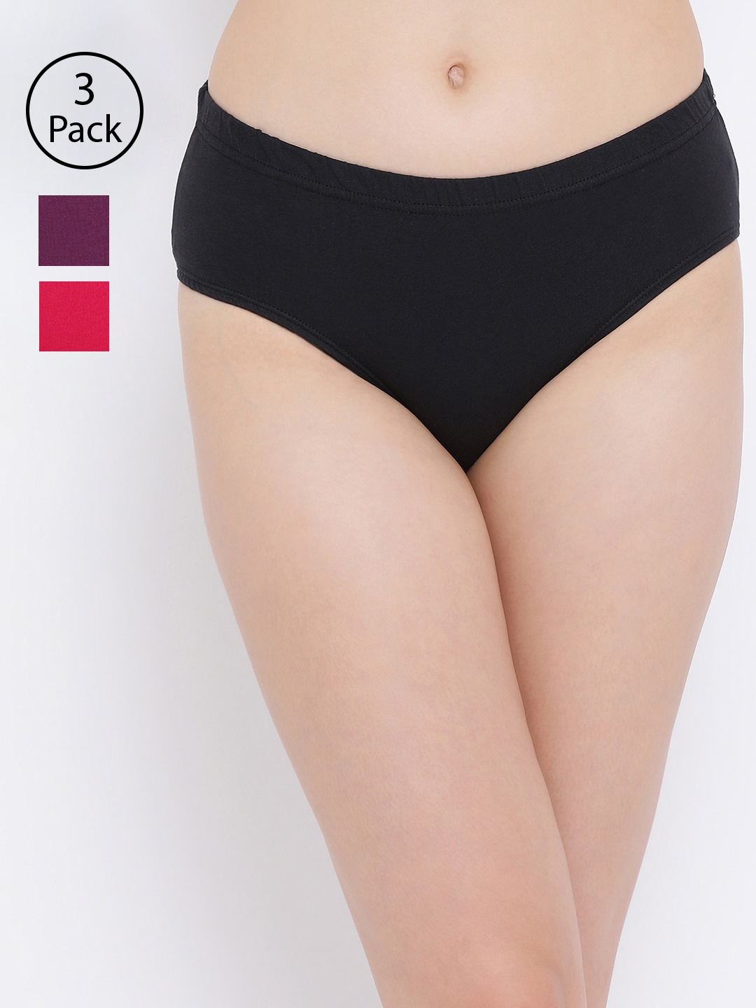 

Clovia Women Pack Of 3 Solid Hipster Briefs COMPNC727XL, Multi
