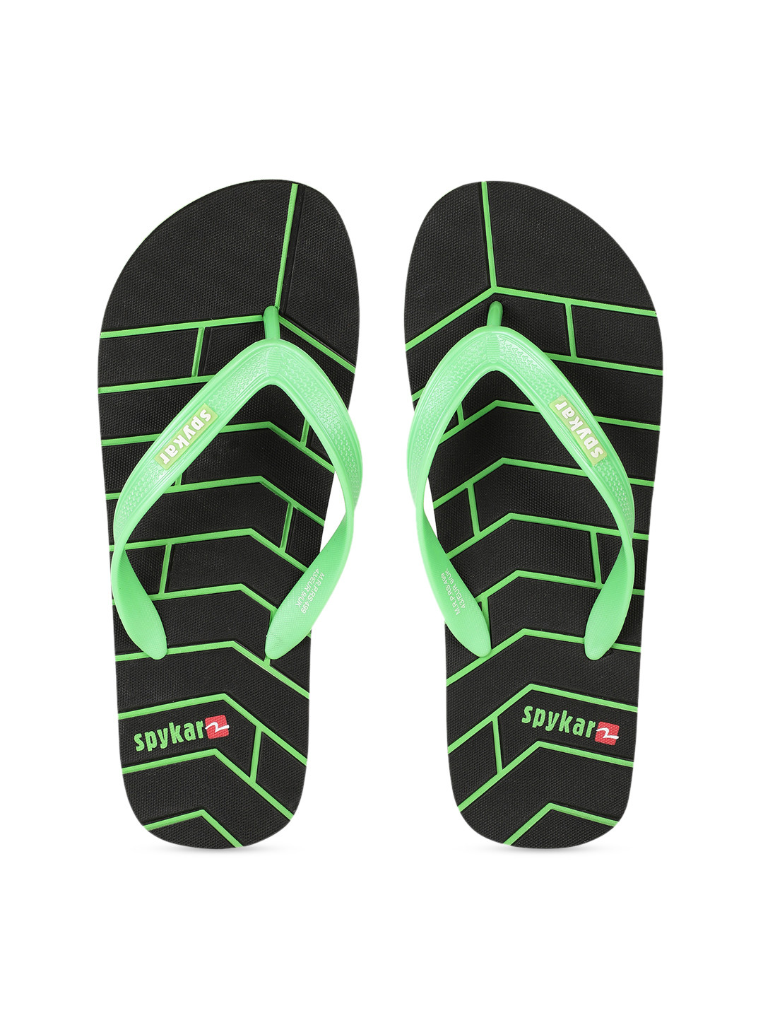 

SPYKAR Men Black & Green Self Design Thong Flip-Flops