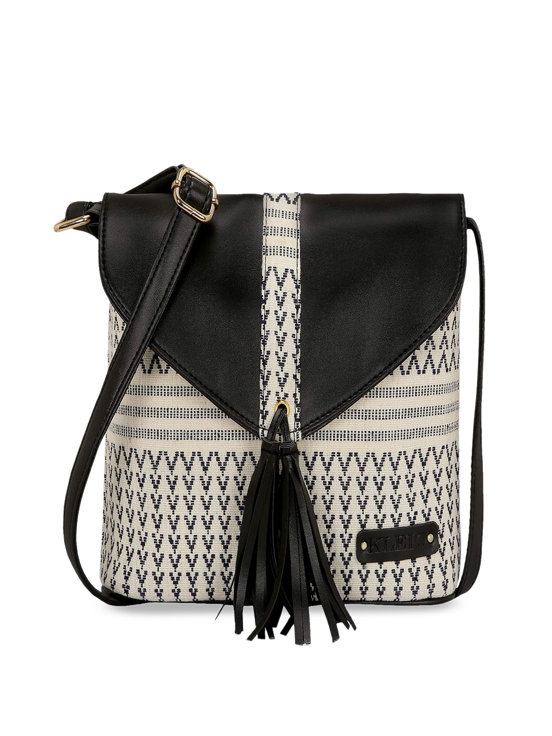 

KLEIO Women Jacquard Weave Sling Bag, Black