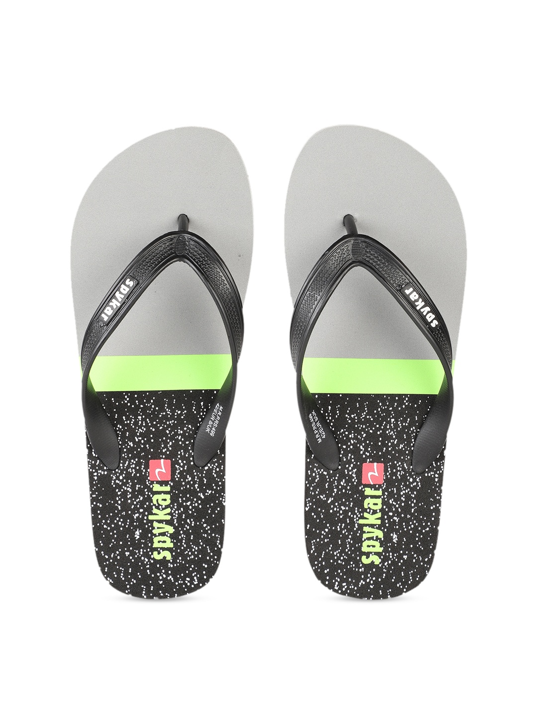 

SPYKAR Men Black & Grey Printed Thong Flip-Flops