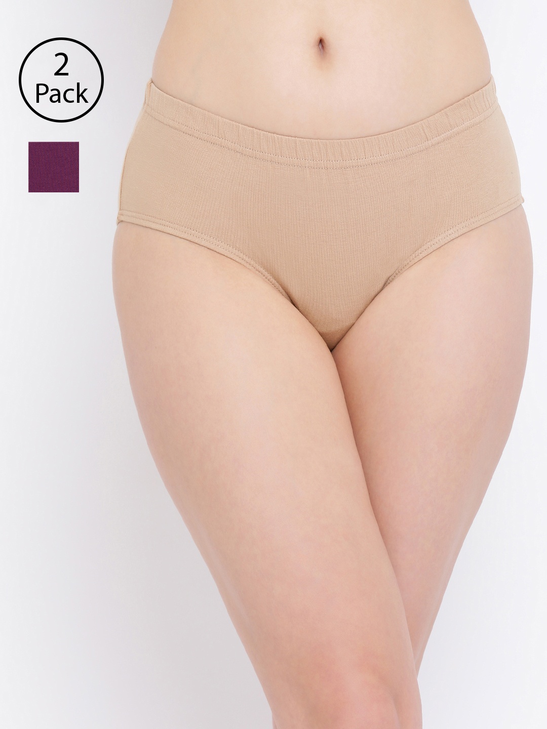 

Clovia Women Pack Of 2 Solid Hipster Briefs COMPNC712XL, Beige