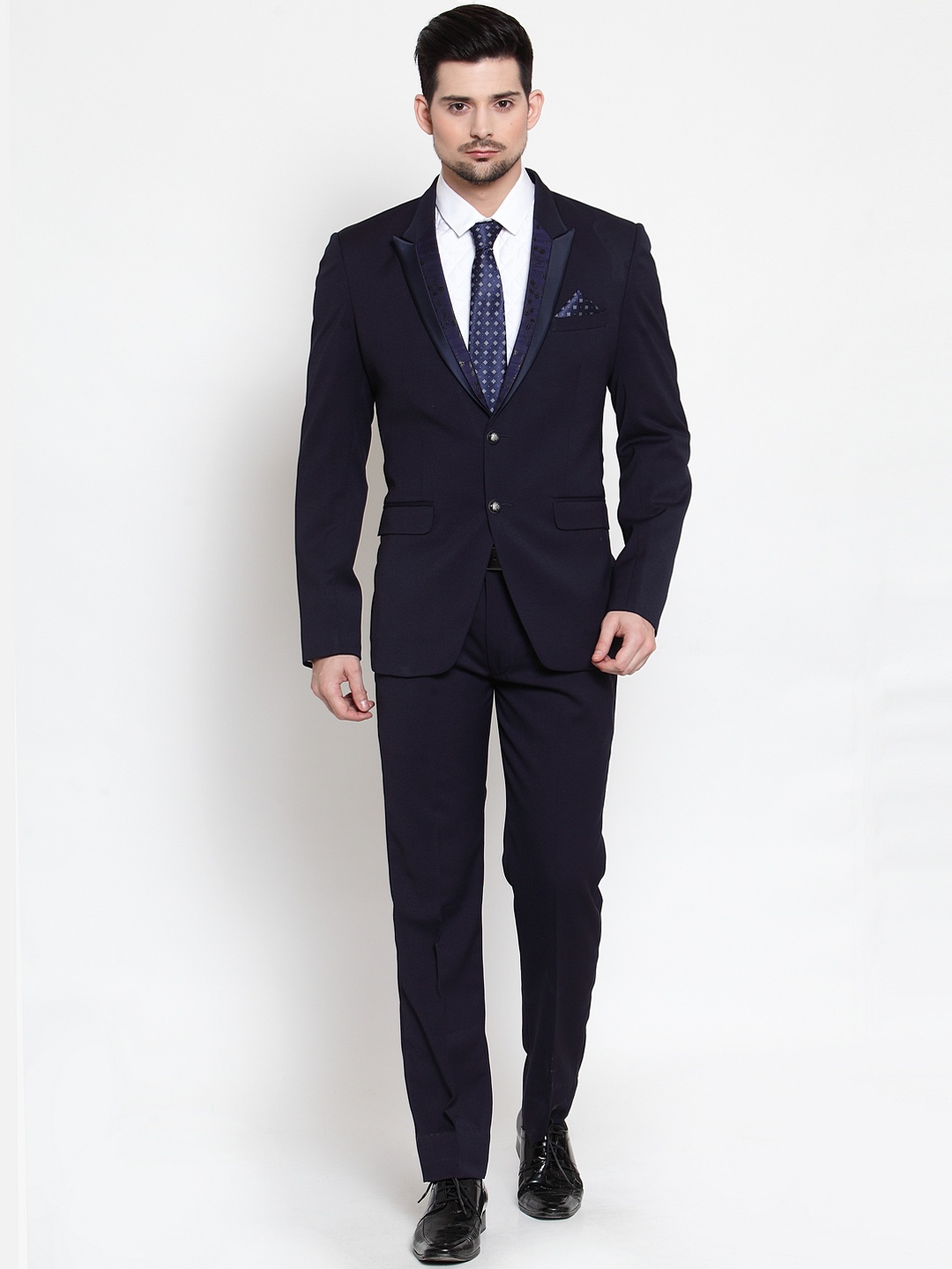 

LUXURAZI Men Blue Solid Slim-Fit Single-Breasted Two-Piece Suit