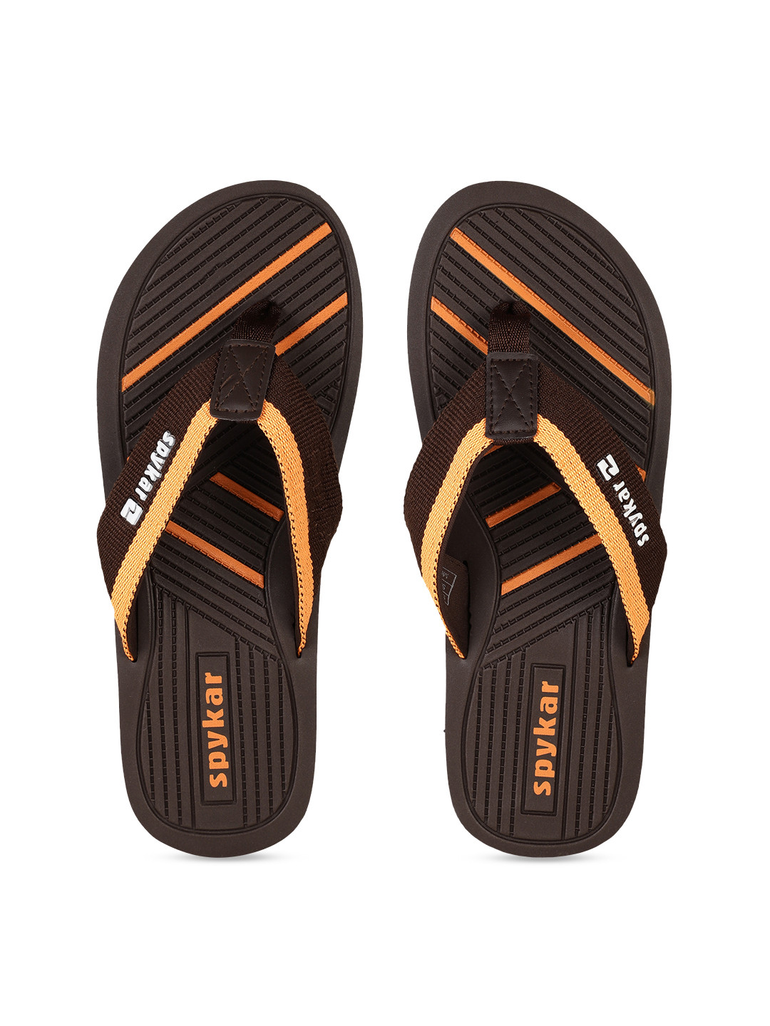 

SPYKAR Men Brown Striped Thong Flip-Flops