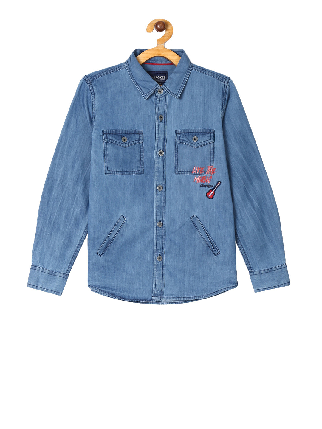 

Cherokee Boys Blue Regular Fit Solid Casual Shirt