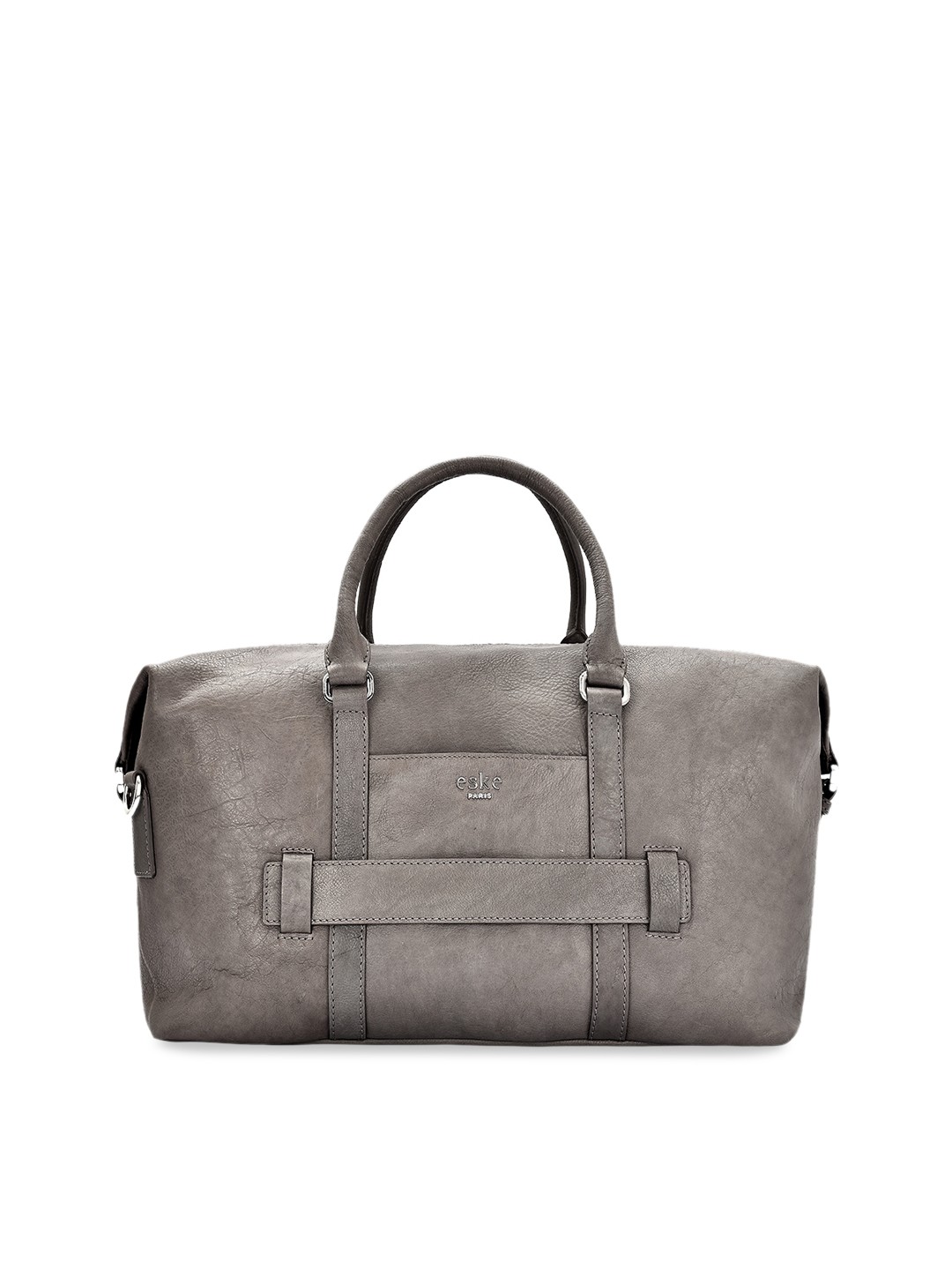 

Eske Unisex Grey Solid Medium Leather Duffel Bag