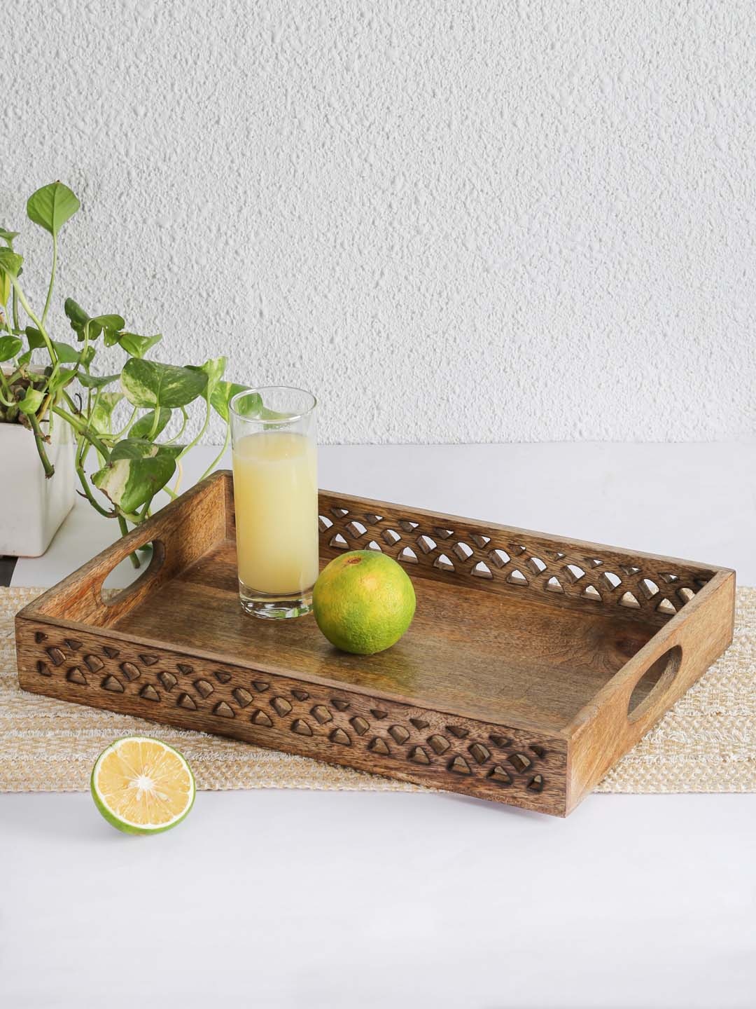 

House This Brown Solid Calaram Mango Wood Serving Tray