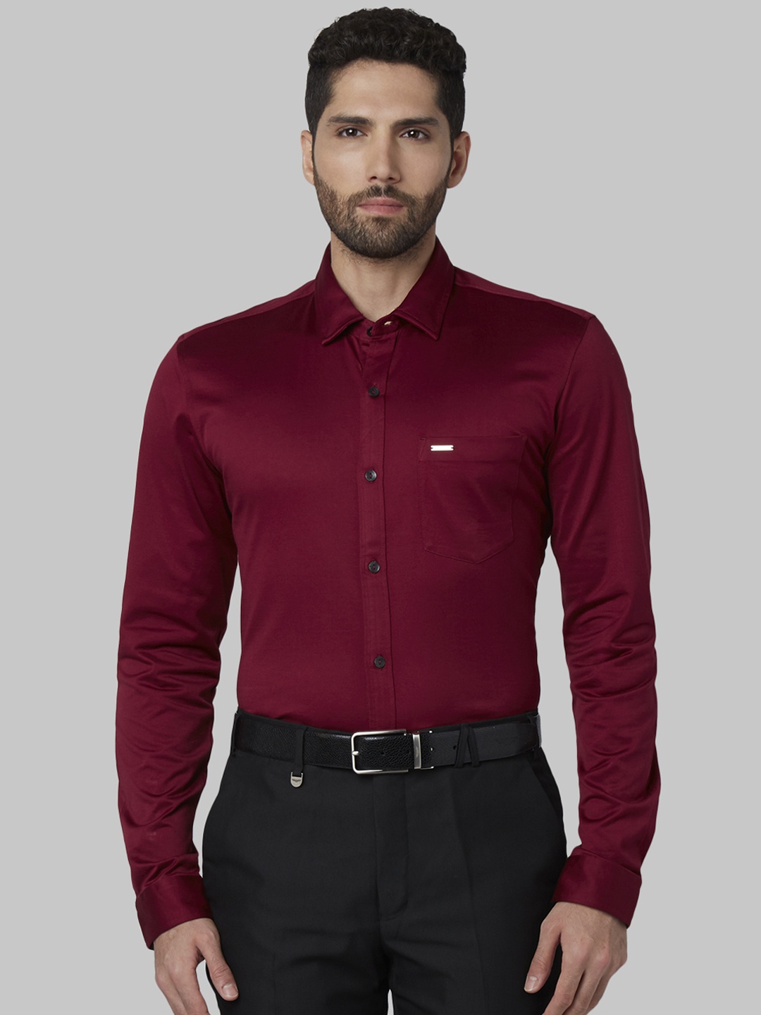 

Park Avenue Men Maroon Slim Fit Solid Party Shirt