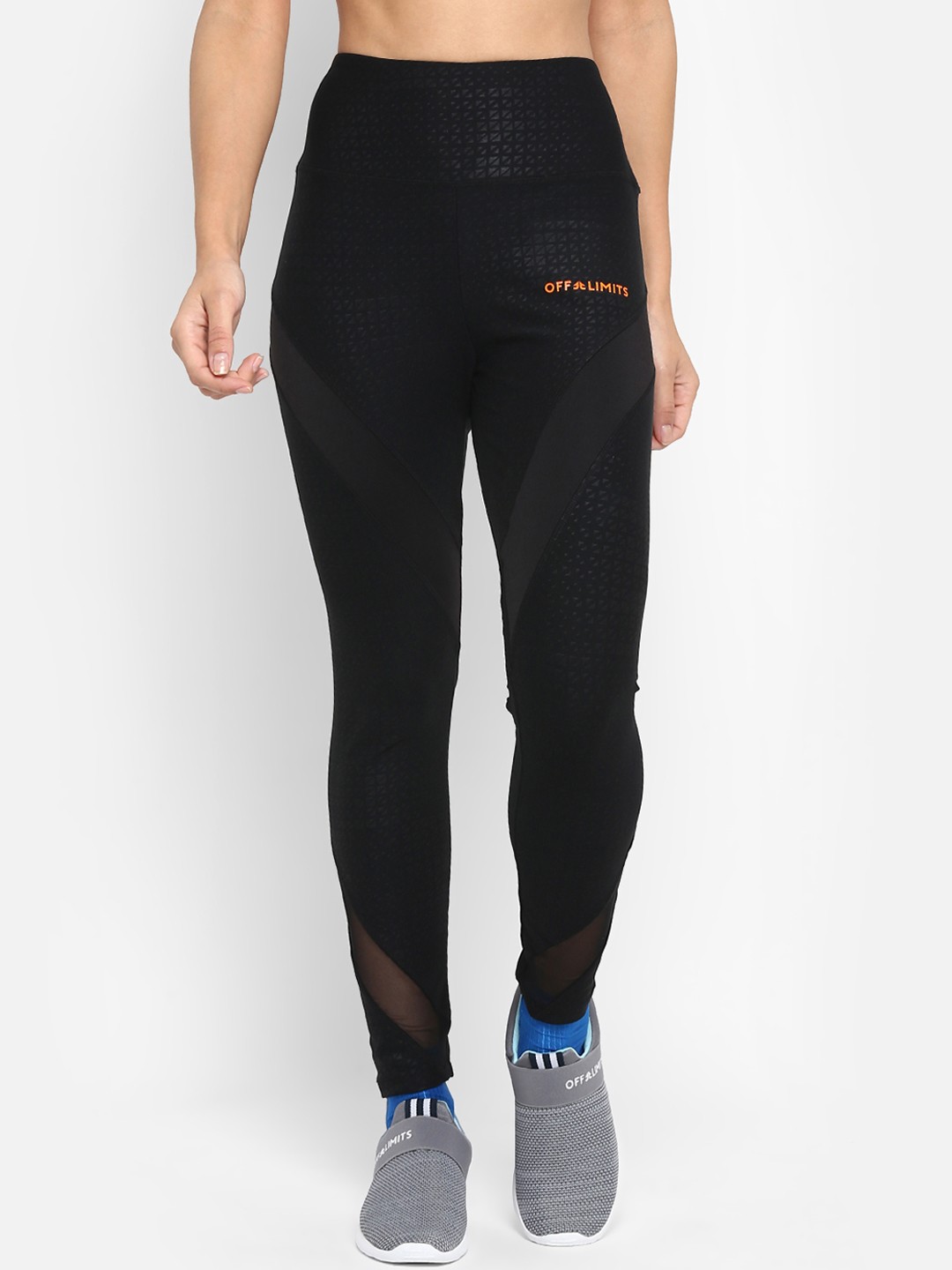 

OFF LIMITS Women Black Self-Design Tights