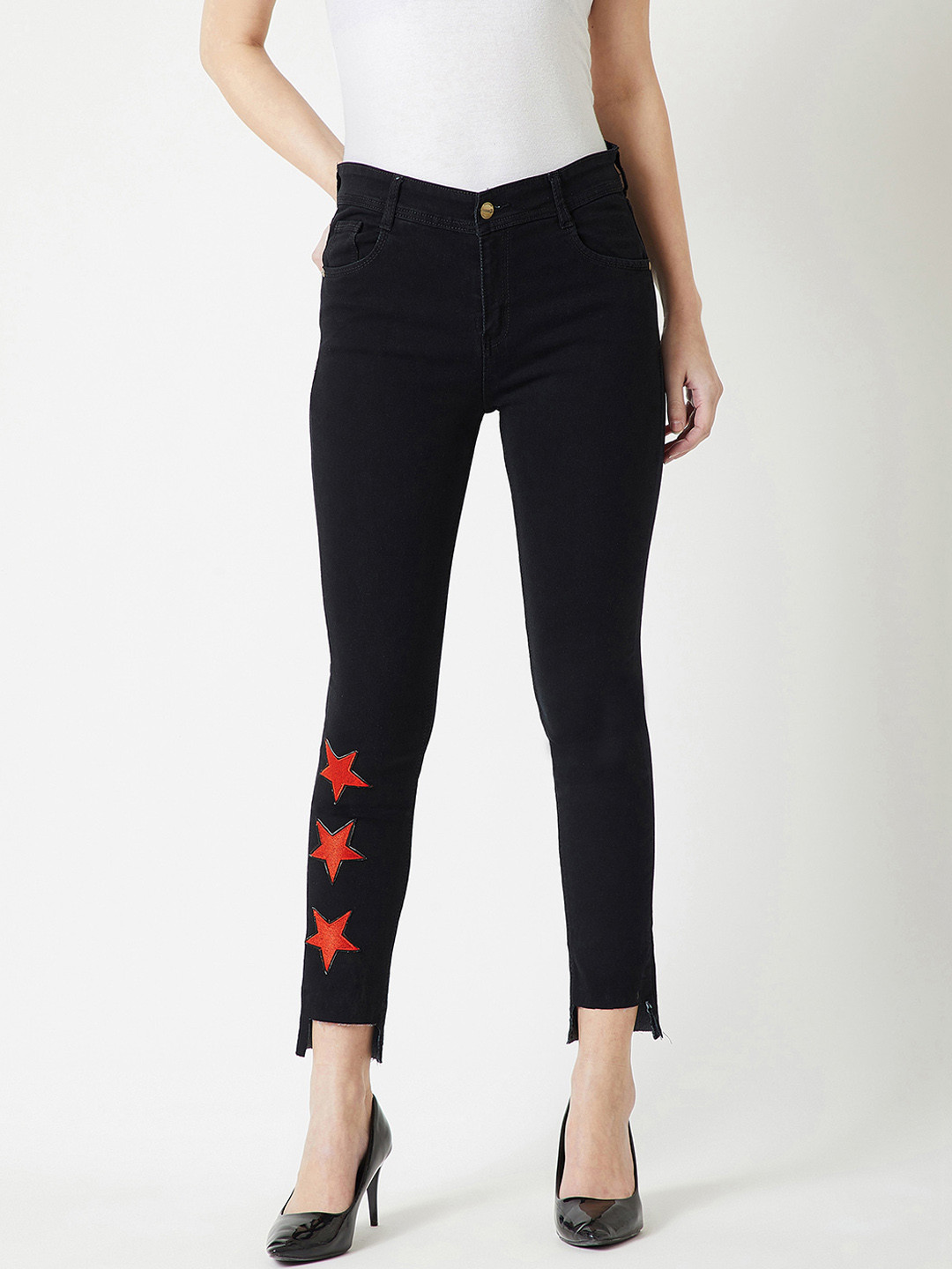 

Miss Chase Women Black Slim Fit Mid-Rise Clean Look Jeans