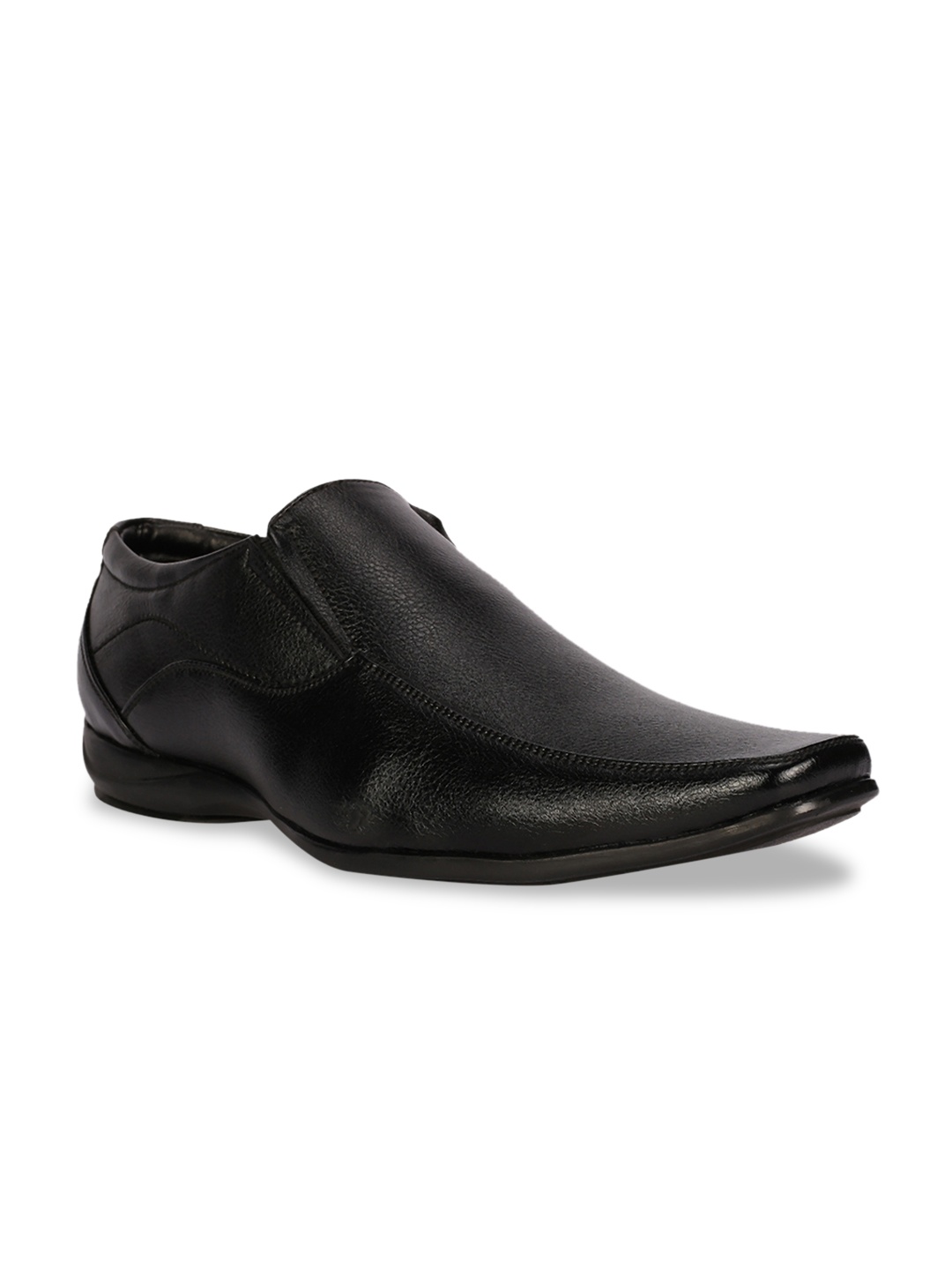 

Peter England Men Black Solid Formal Slip-On Shoes