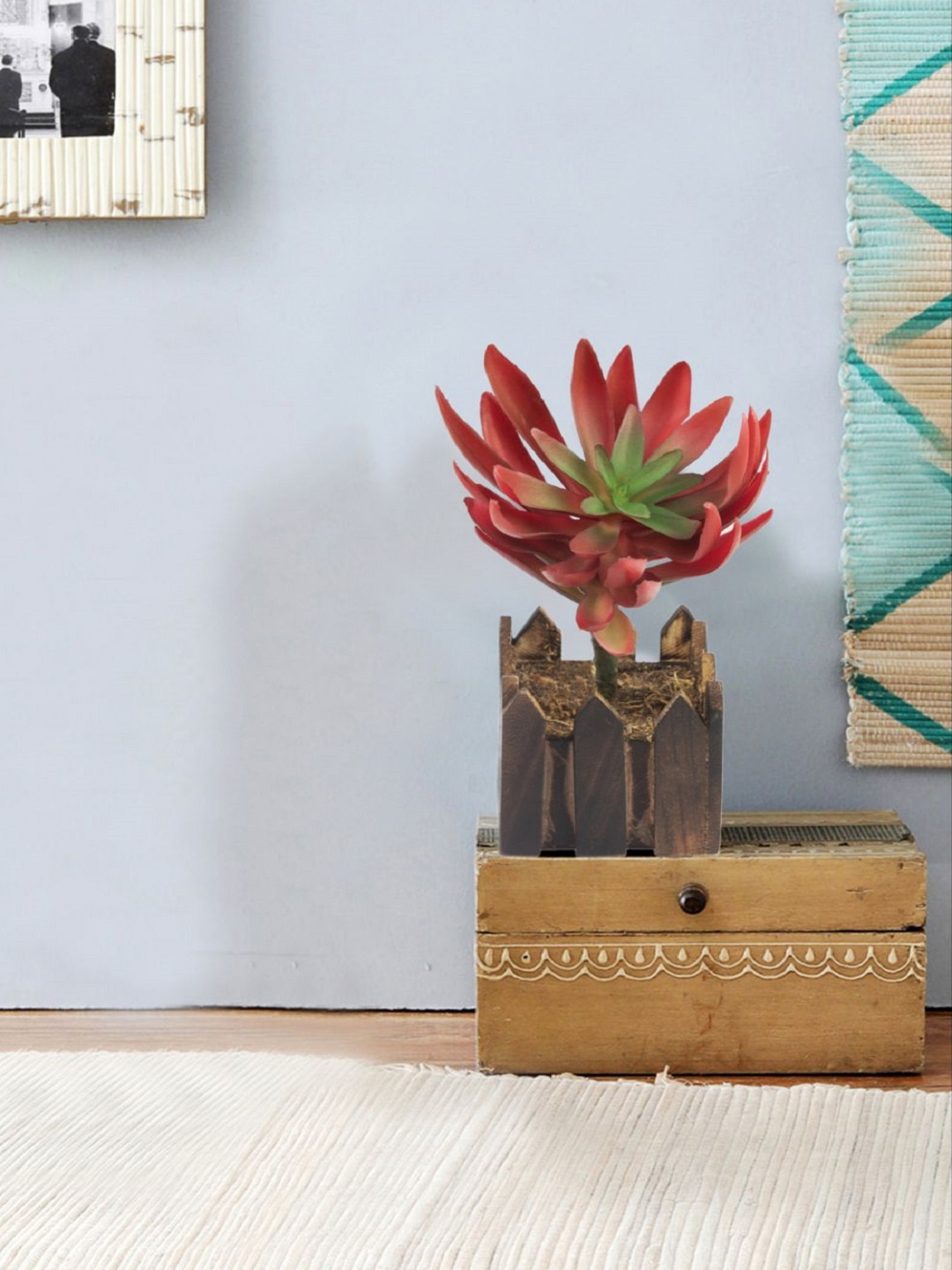 

SWHF Red Artificial Flower Plant With Pot