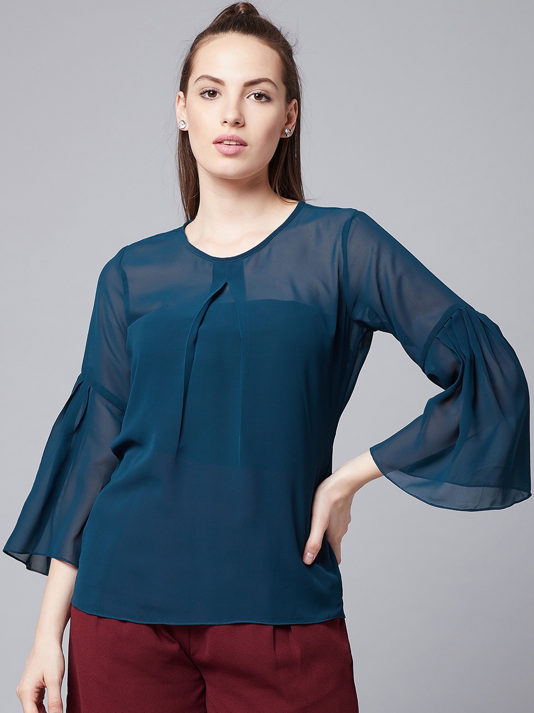 

Athena Women Navy Blue Solid Top