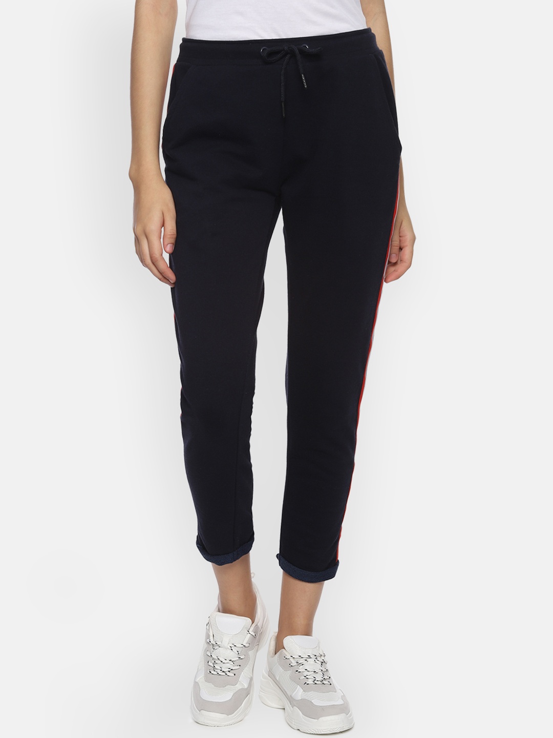 

People Women Navy Blue Regular Fit Solid Joggers