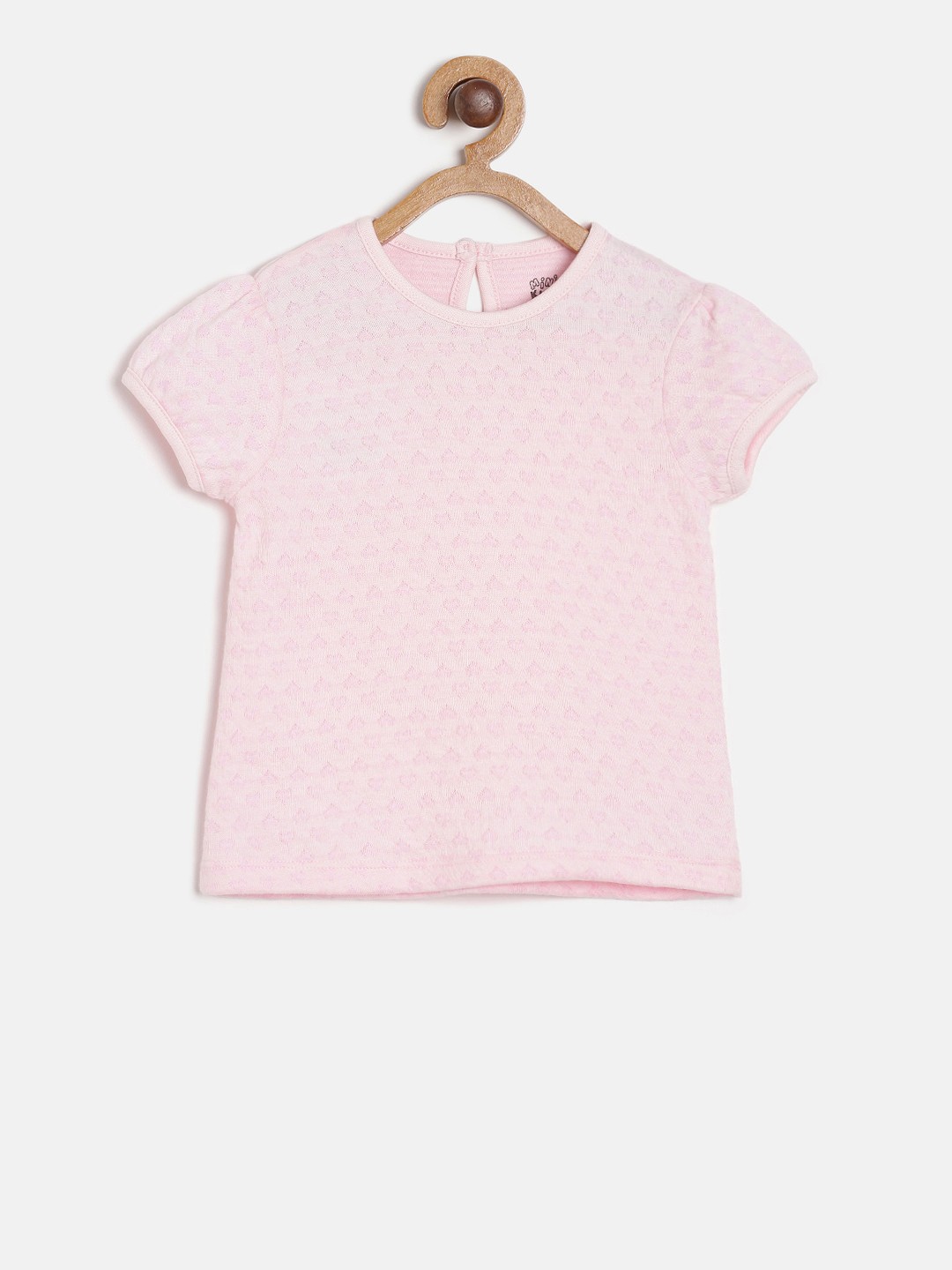 

MINI KLUB Girls Pink Self Design Pure Cotton Top