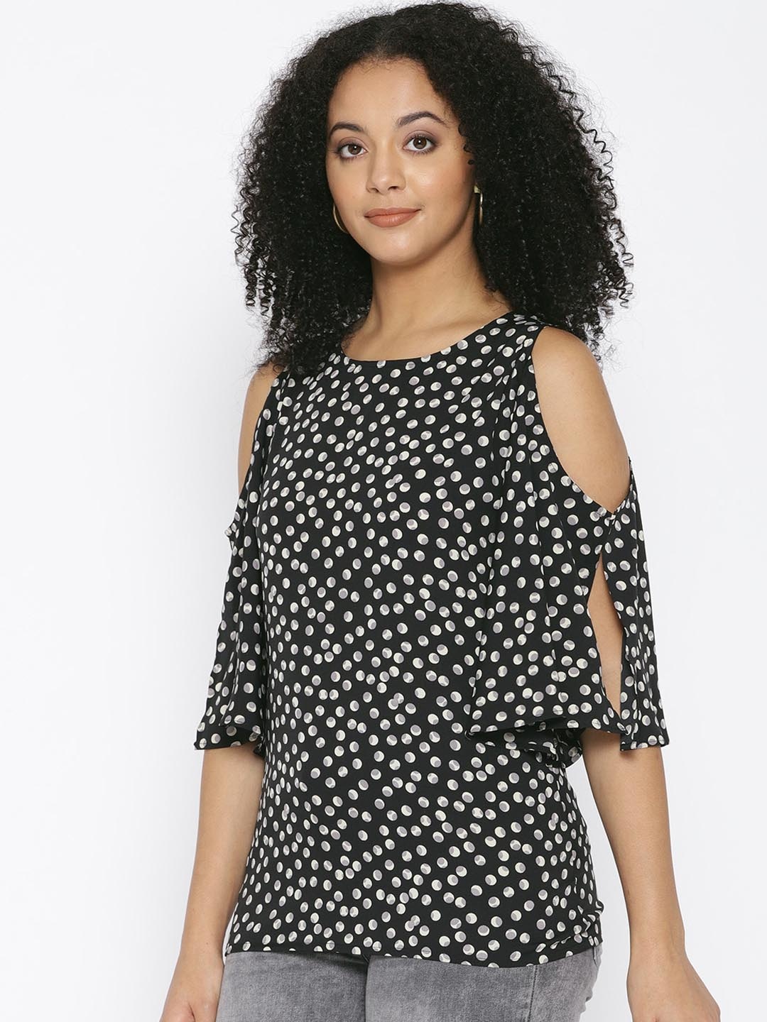 

Cottinfab Women Black & White Printed Top