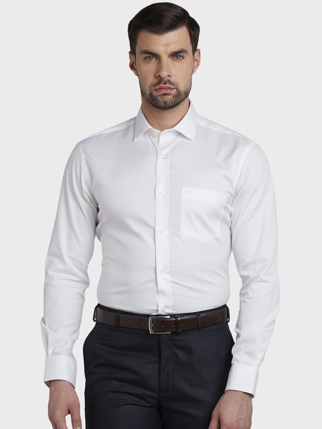 

ColorPlus Men White Slim Fit Solid Formal Shirt