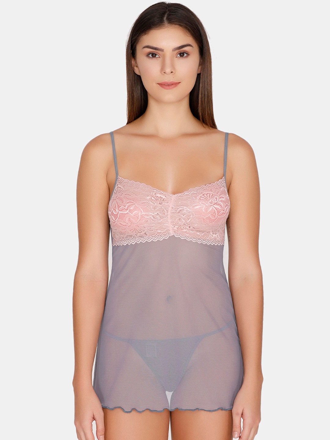 

Zivame Grey Solid Baby Doll ZI7097FASHAGREY