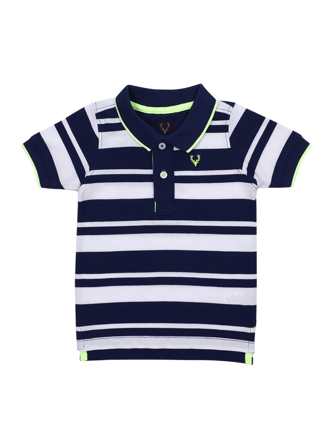 

Allen Solly Junior Boys Blue & White Striped Polo Collar T-shirt