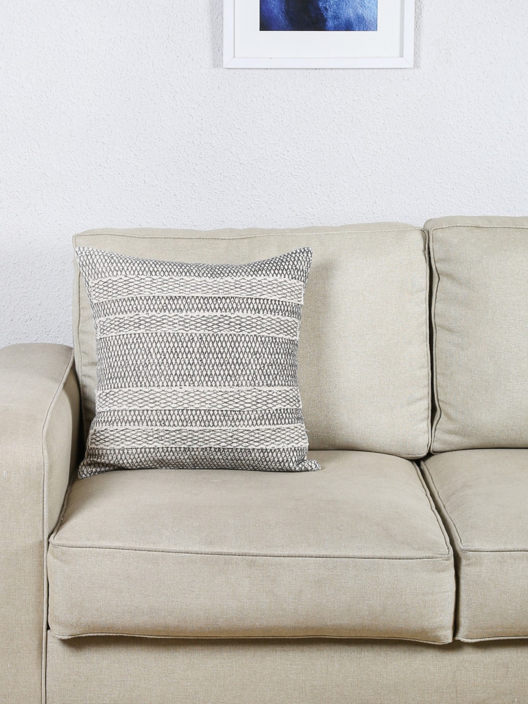 

House This Black & Beige Striped Square Cushion Covers